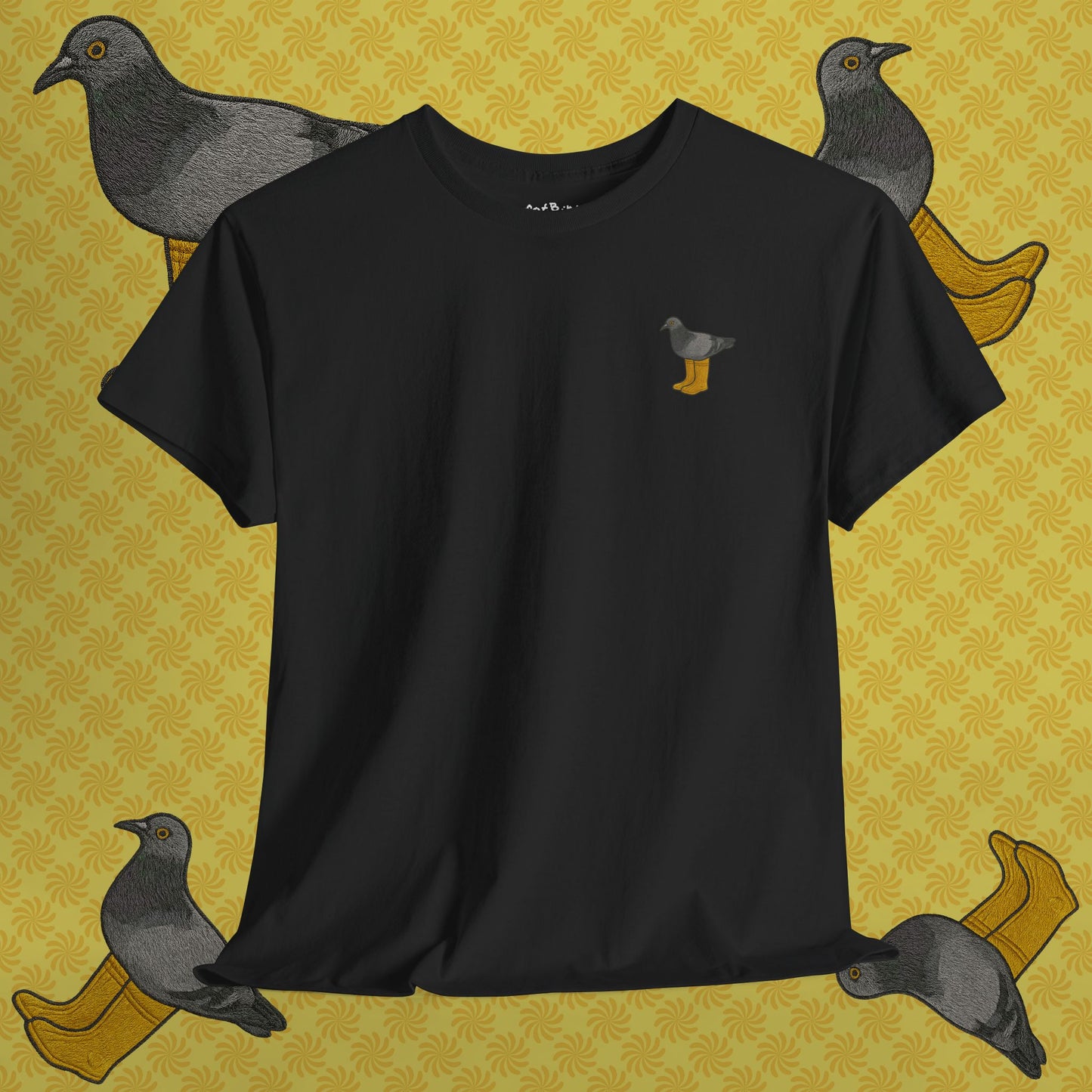 pigeon in yellow boots - unisex graphic tshirt