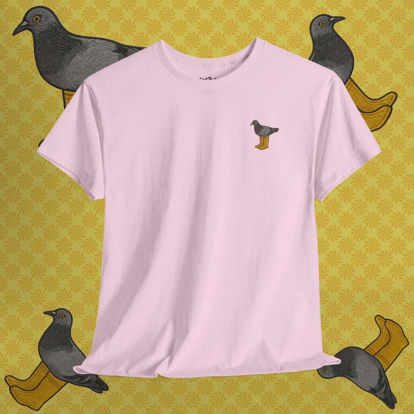pigeon in yellow boots - unisex graphic tshirt