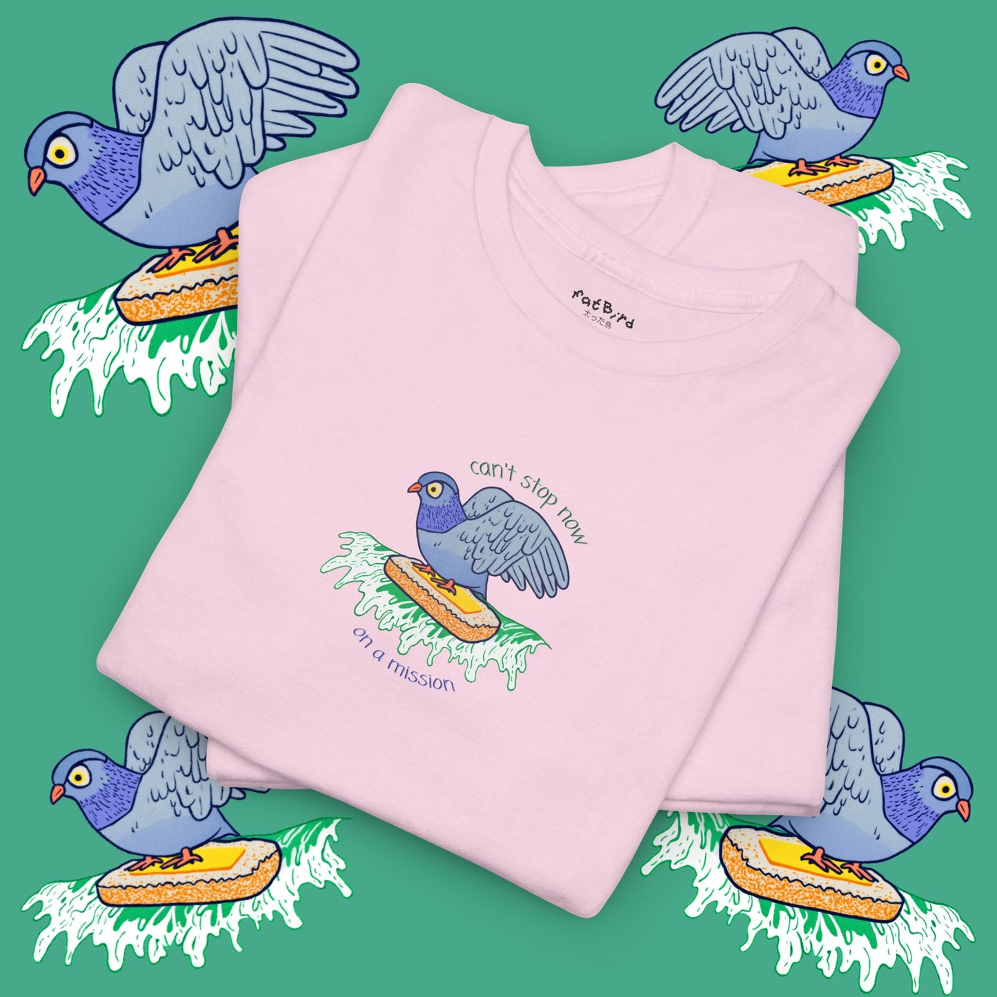 'pigeon on a mission' unisex graphic tshirt