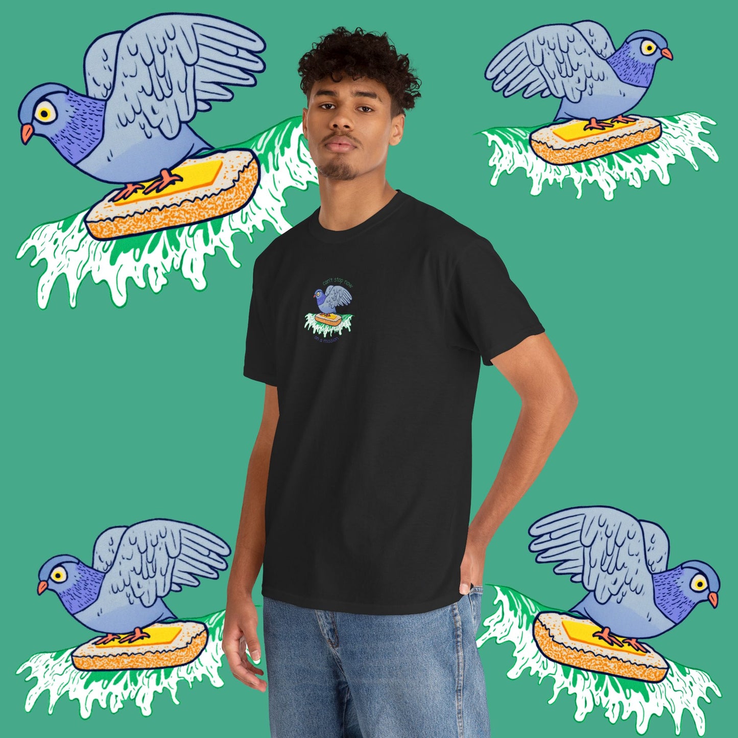 'pigeon on a mission' unisex graphic tshirt