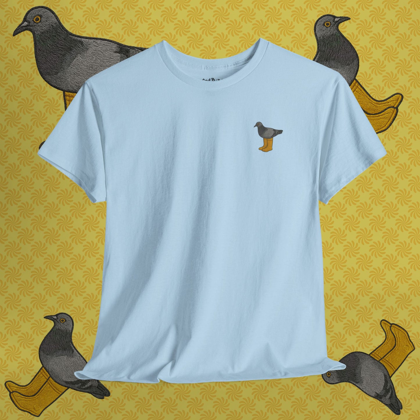 pigeon in yellow boots - unisex graphic tshirt