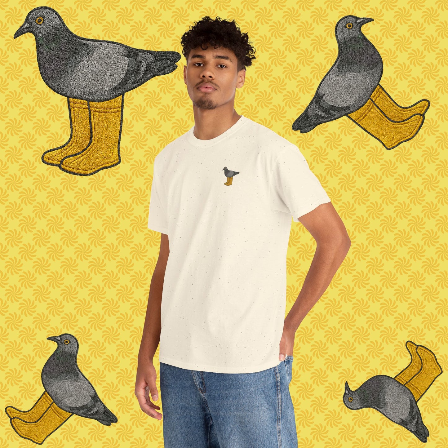 pigeon in yellow boots - unisex graphic tshirt