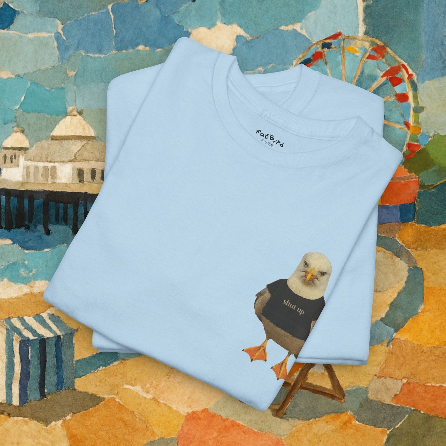 'shut up seagull' unisex graphic tshirt [left]