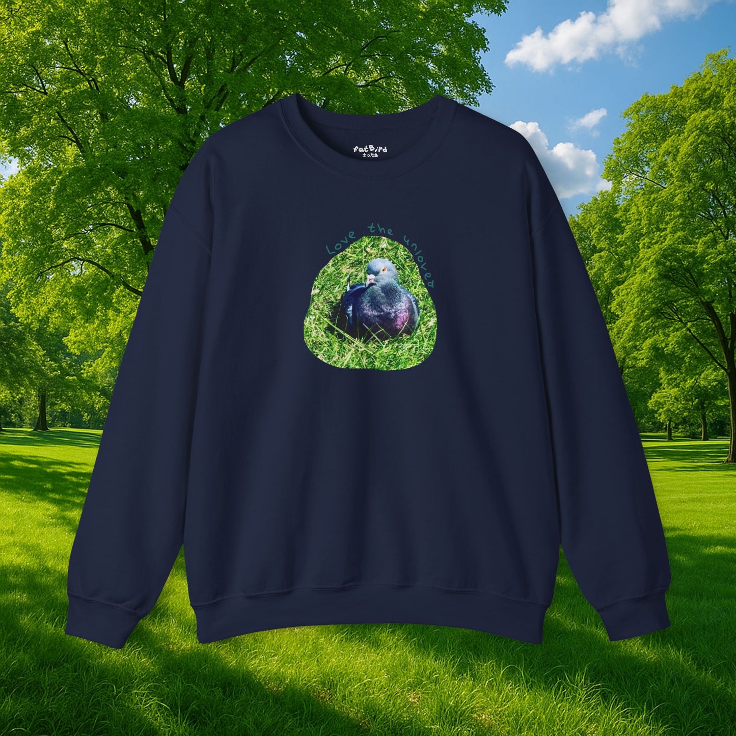 'love the unloved' pigeon sweatshirt