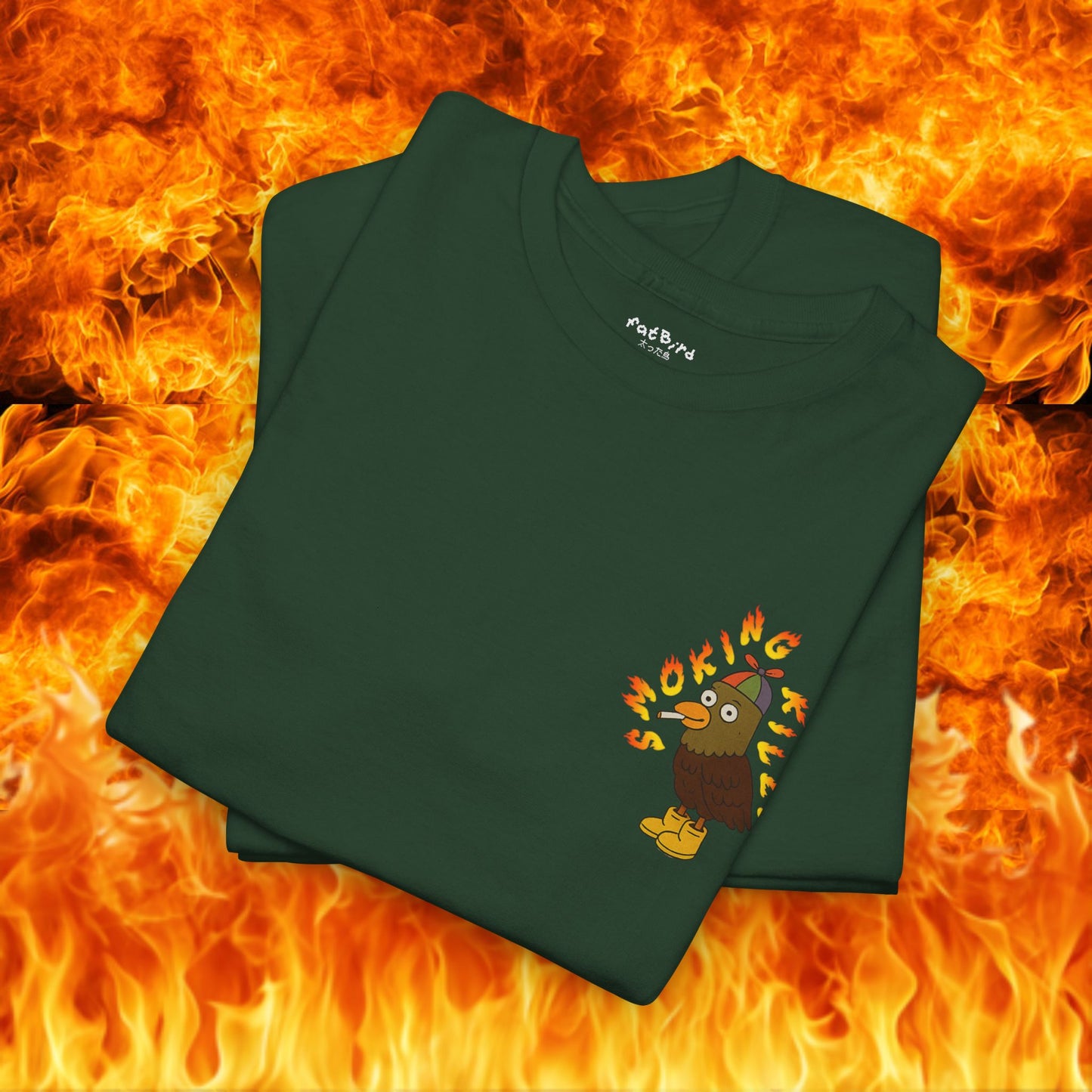 'smoking kills pigeon' unisex graphic tshirt [left]