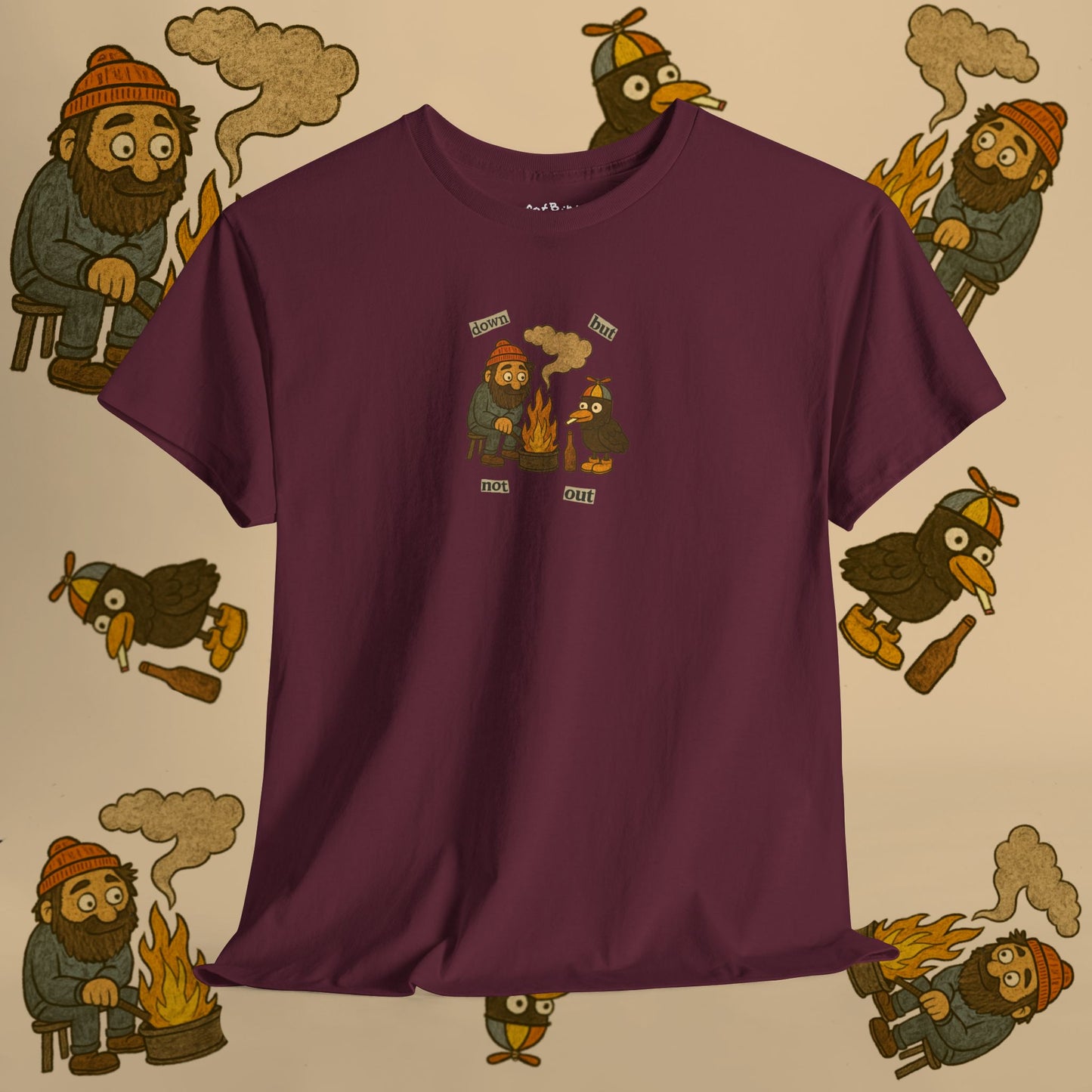 'down but not out' pigeon tshirt