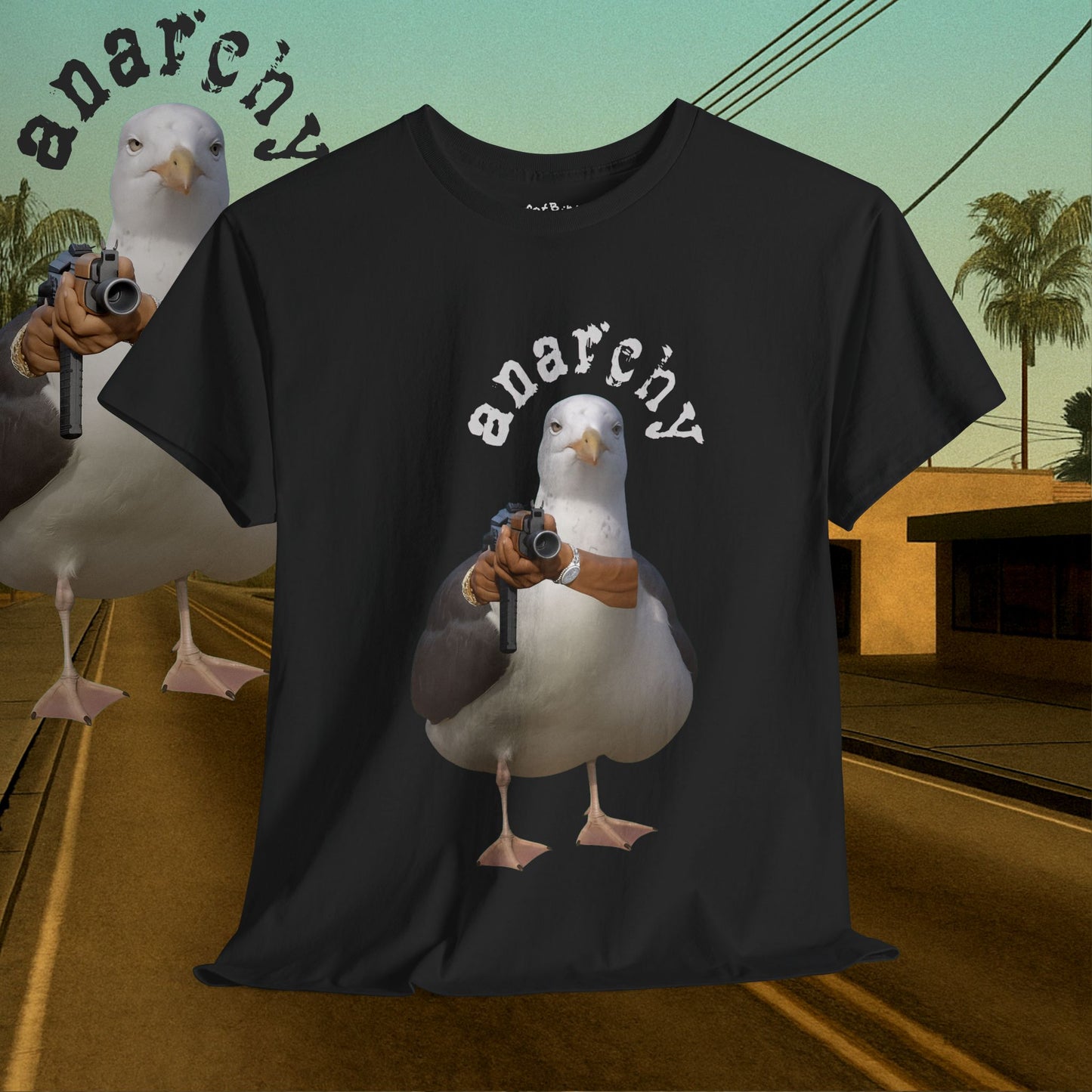 'anarchy seagull' unisex graphic tshirt