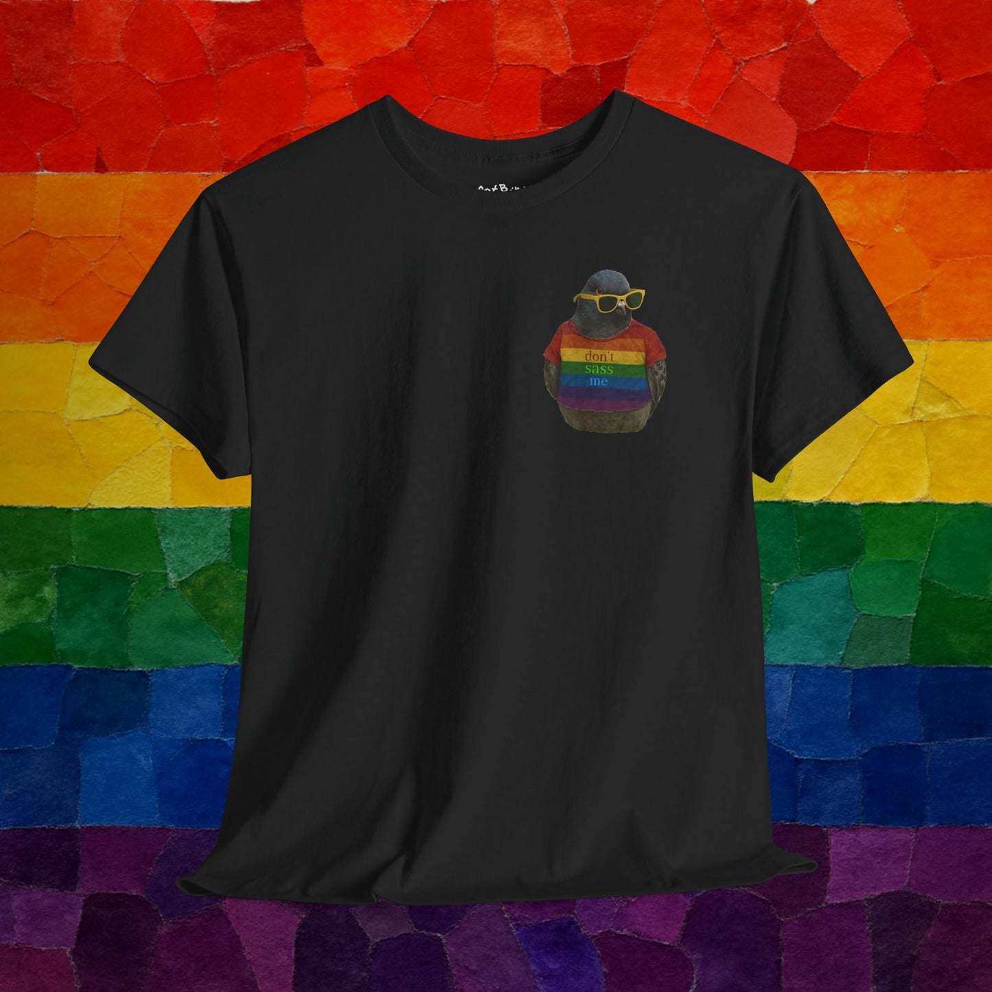 'don't sass me' LGBT pigeon tshirt [left]