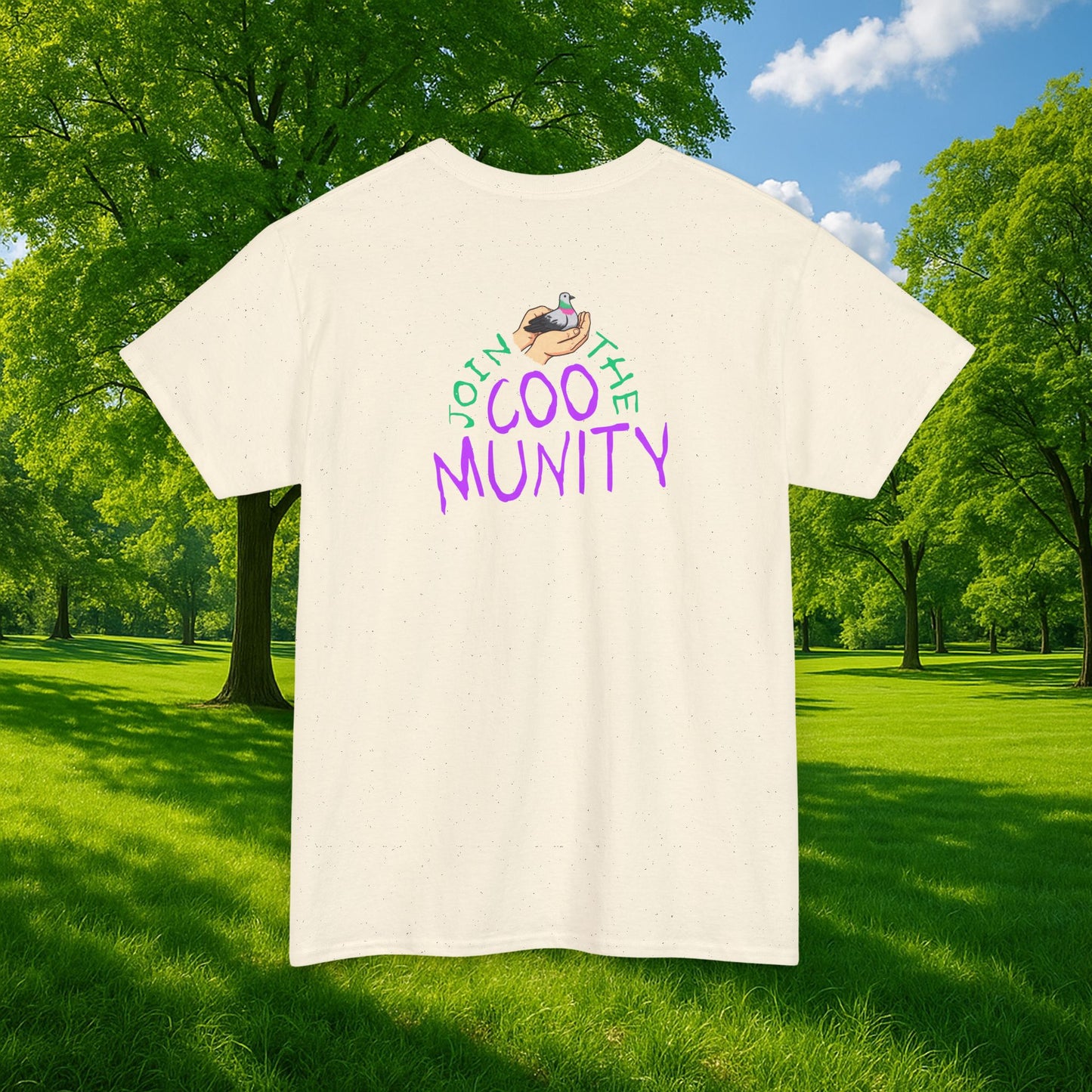 'join the coomunity' tshirt [full back print, small front]