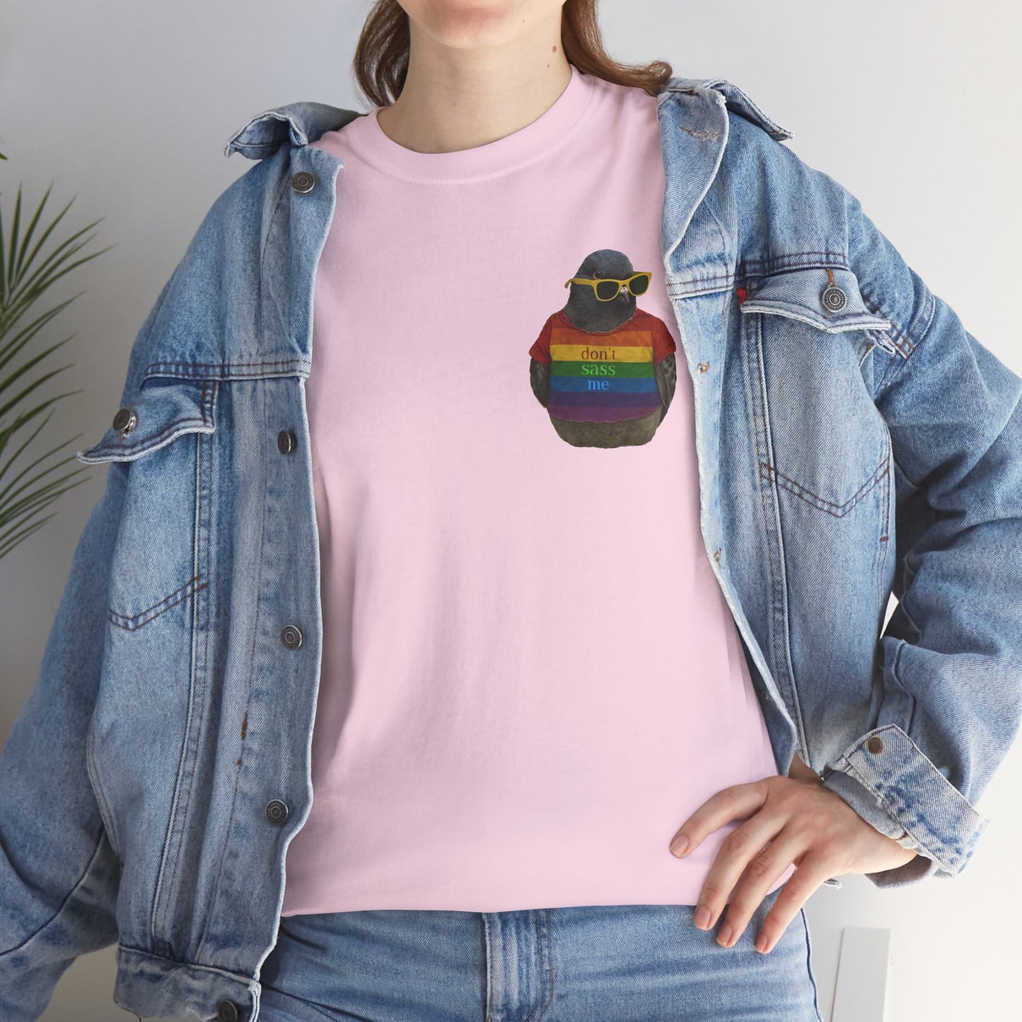 'dont sass me lgbt pigeon' unisex graphic tshirt [left]
