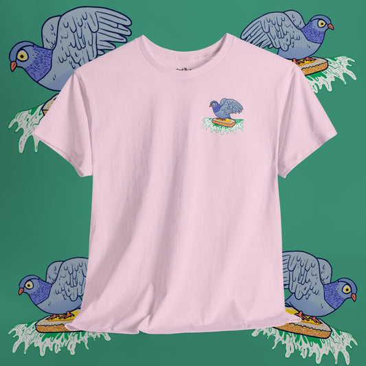 surfin' pigeon on a mission tshirt [left]