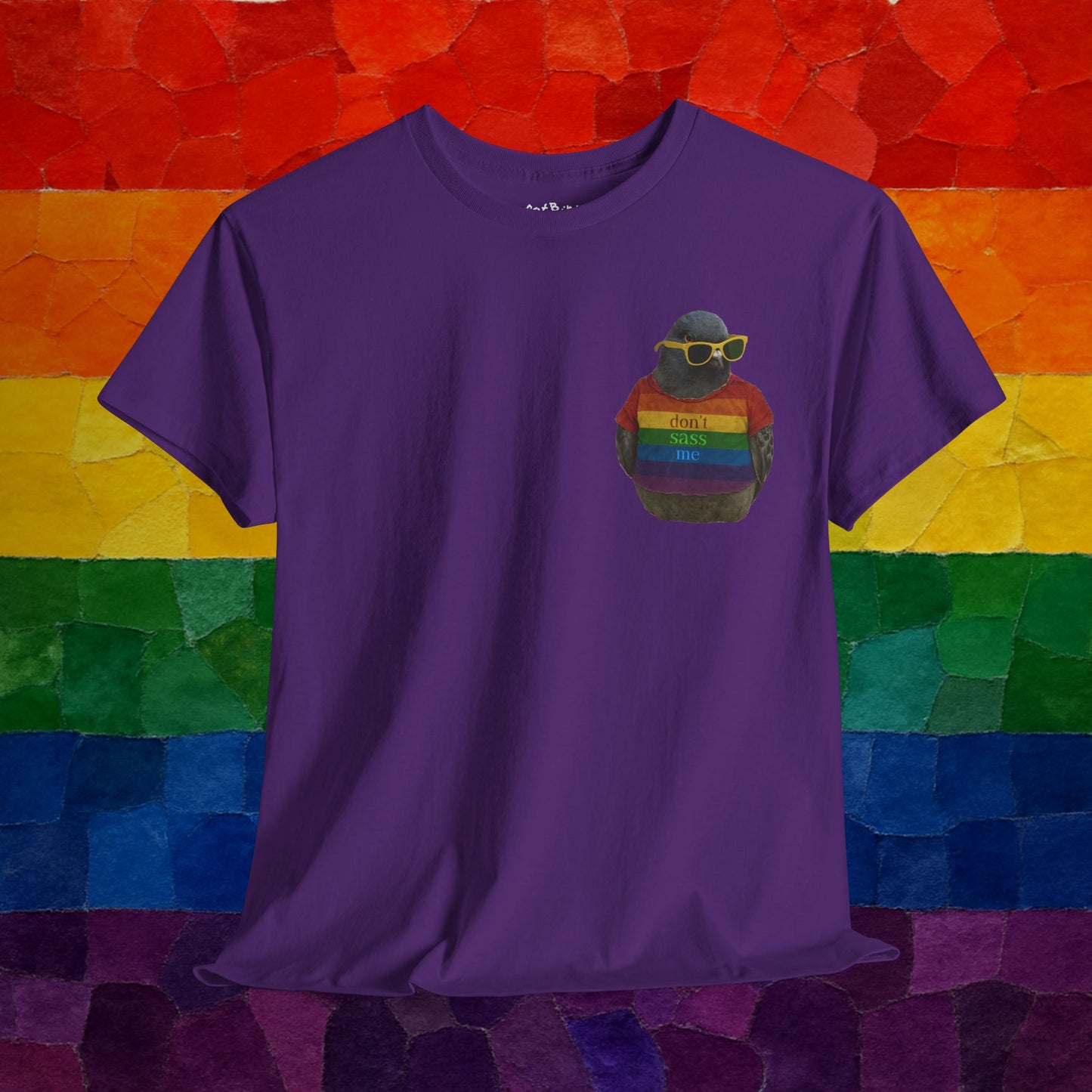 'dont sass me lgbt pigeon' unisex graphic tshirt [left]