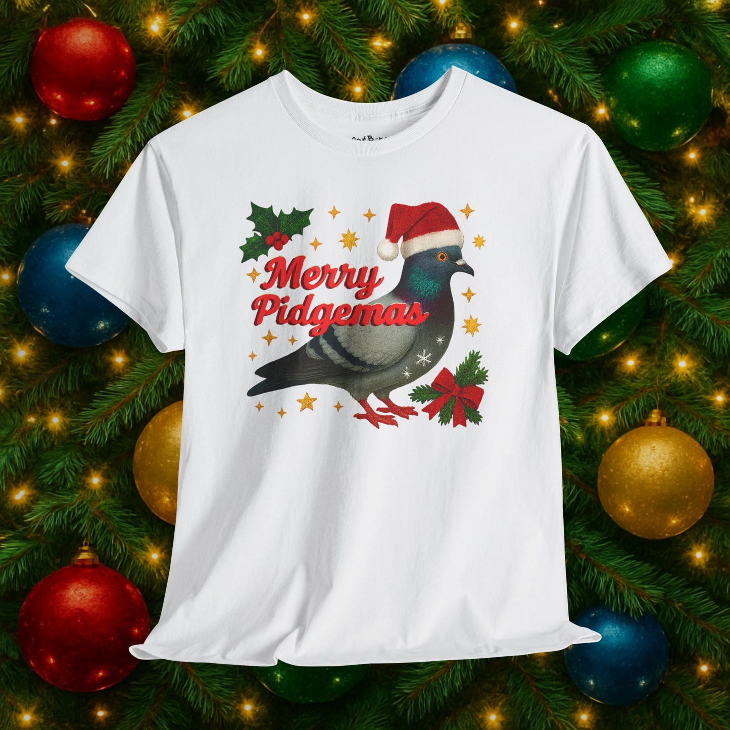 merry pidgemas v1: festive christmas pigeon tshirt