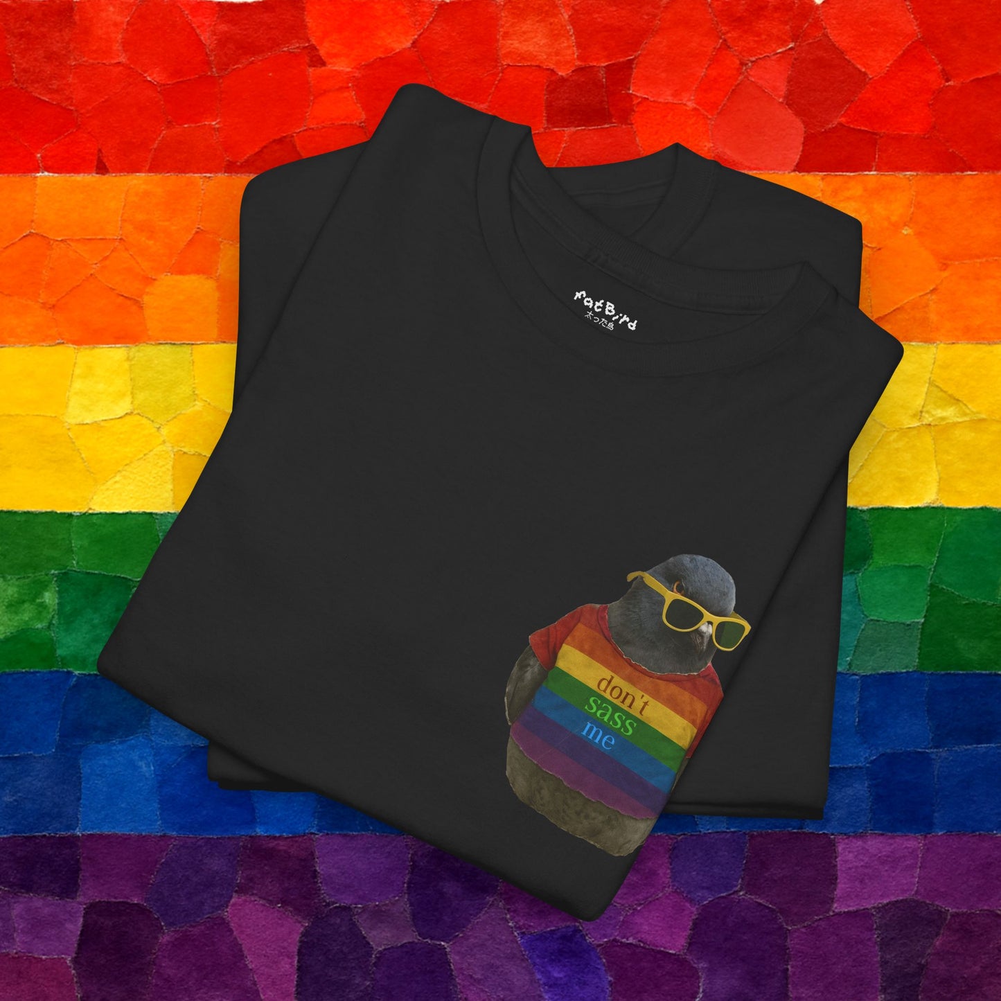 'dont sass me lgbt pigeon' unisex graphic tshirt [left]