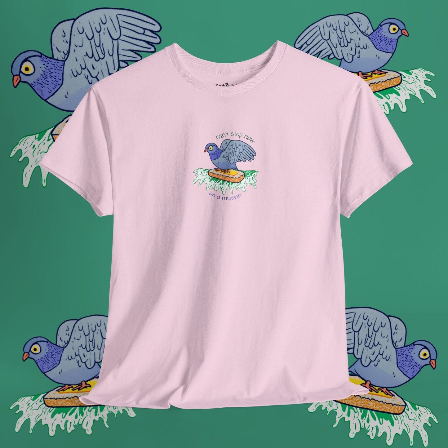 'pigeon on a mission' unisex graphic tshirt