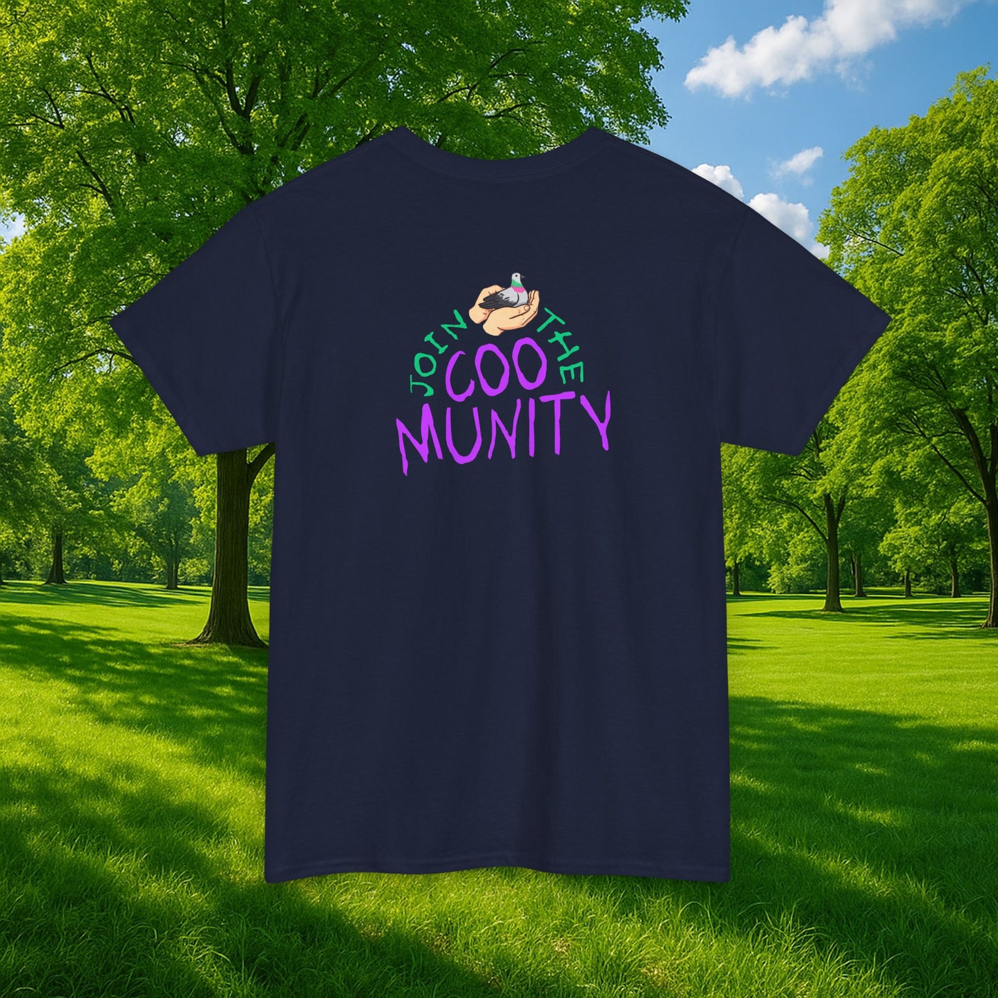 'join the coomunity' tshirt [full back print, small front]