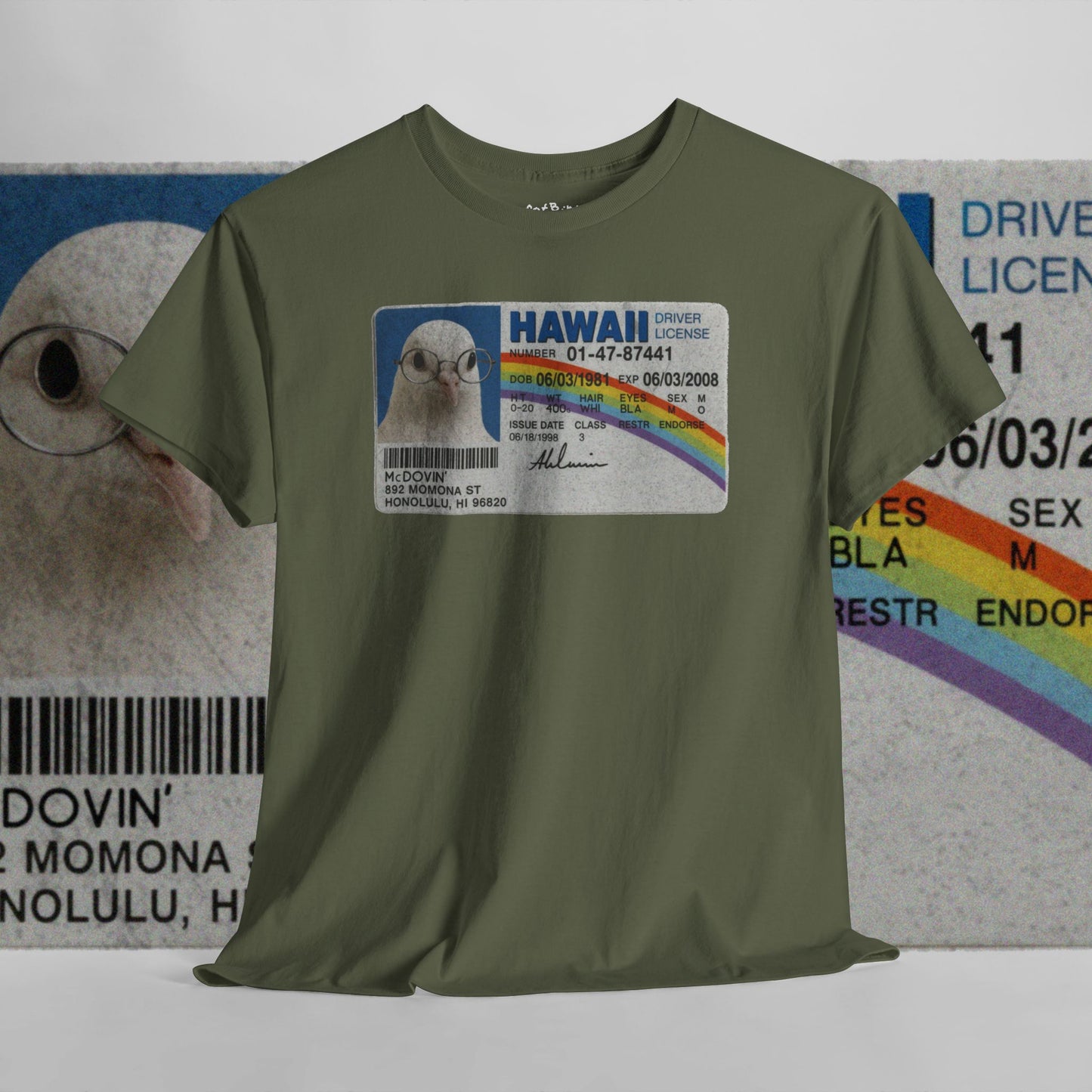 'super bird starring mcdovin' pigeon tshirt