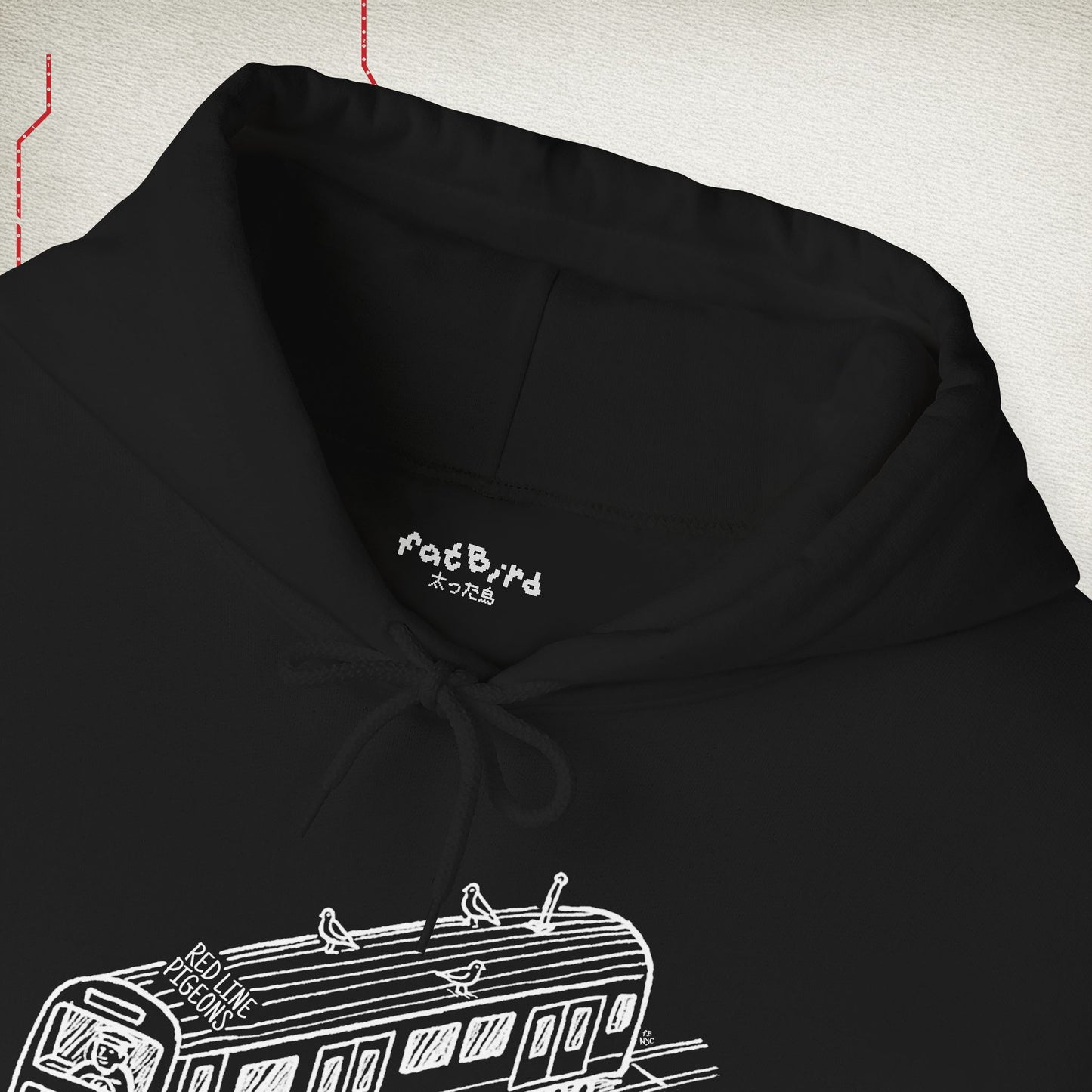 nyc red line pigeons hoodie