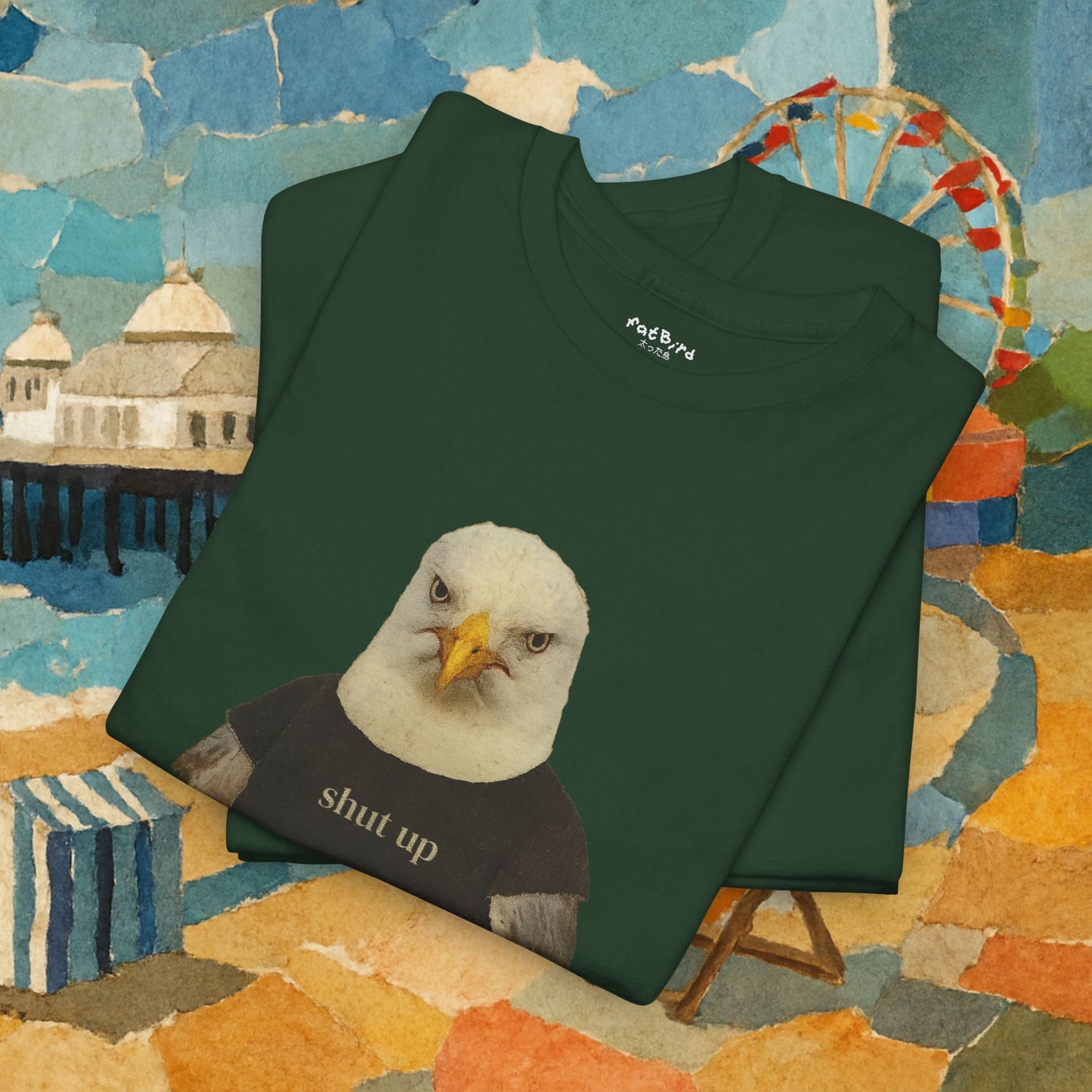 'shut up seagull' unisex graphic tshirt [left]