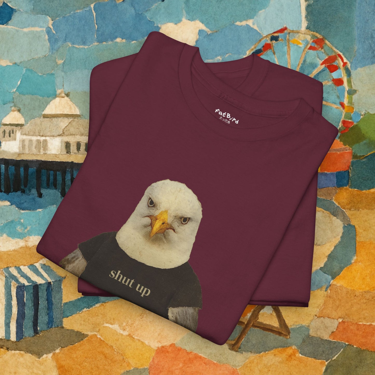 'shut up seagull' unisex graphic tshirt [left]