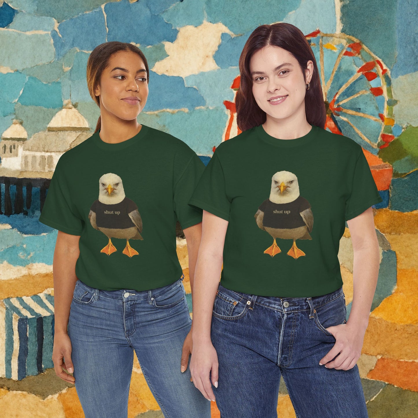 'shut up seagull' unisex graphic tshirt [left]