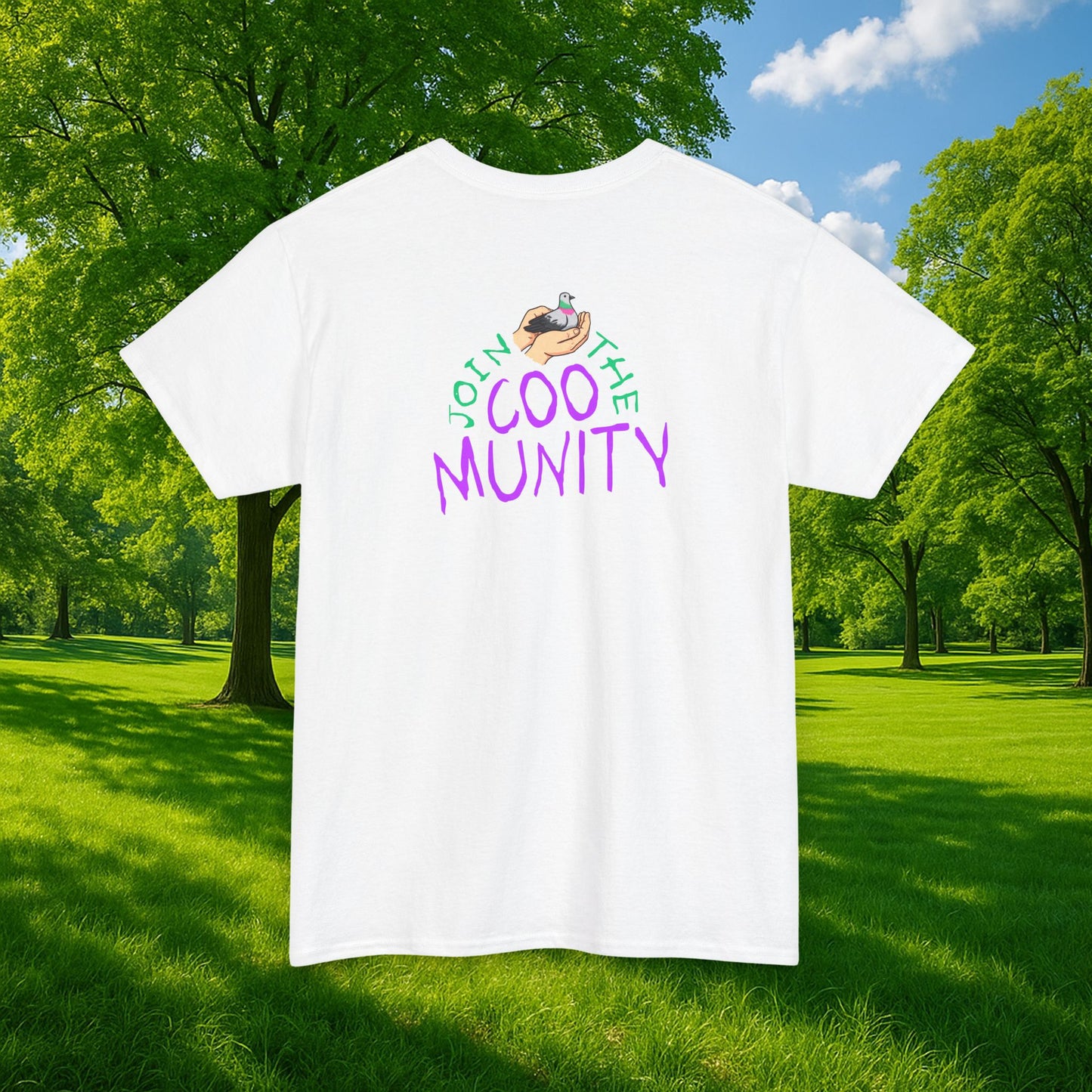 'join the coomunity' tshirt [full back print, small front]