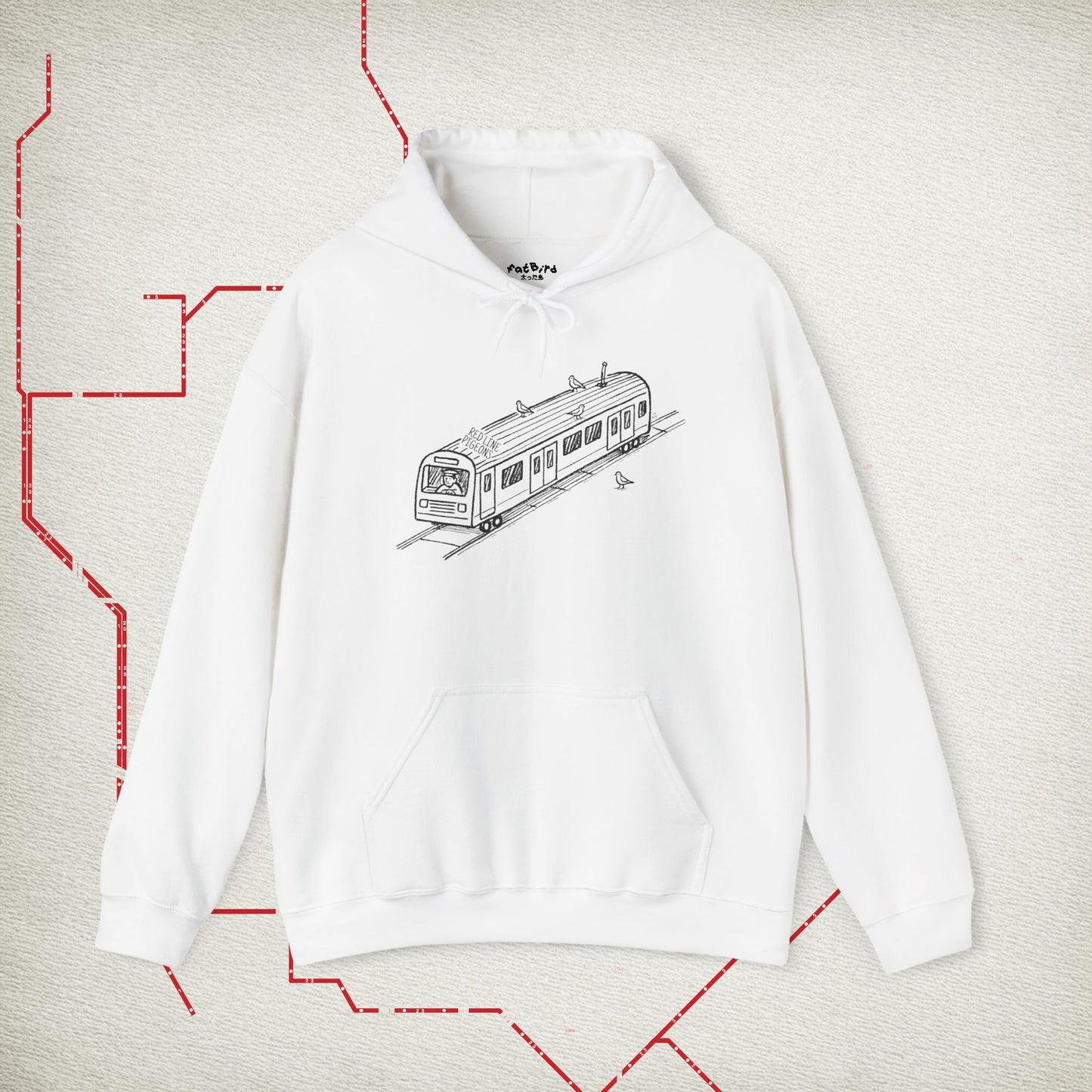 nyc red line pigeons hoodie