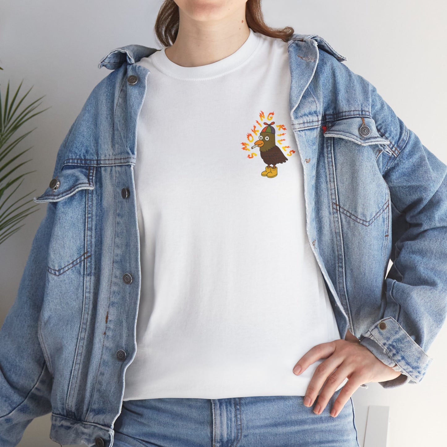 'smoking kills pigeon' unisex graphic tshirt [left]