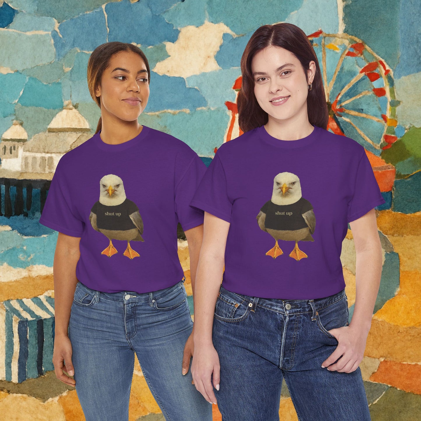 'shut up seagull' unisex graphic tshirt [left]