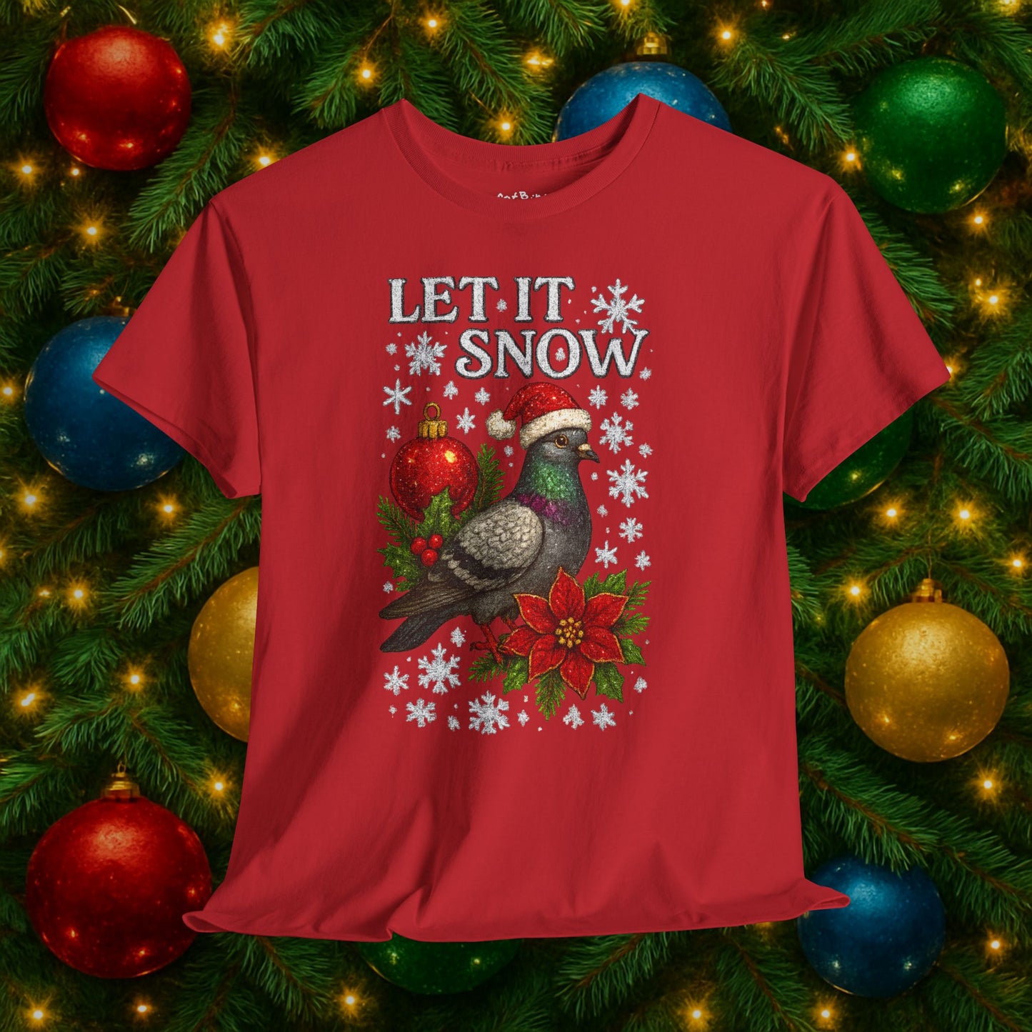 let it snow pigeon: festive christmas pigeon tshirt