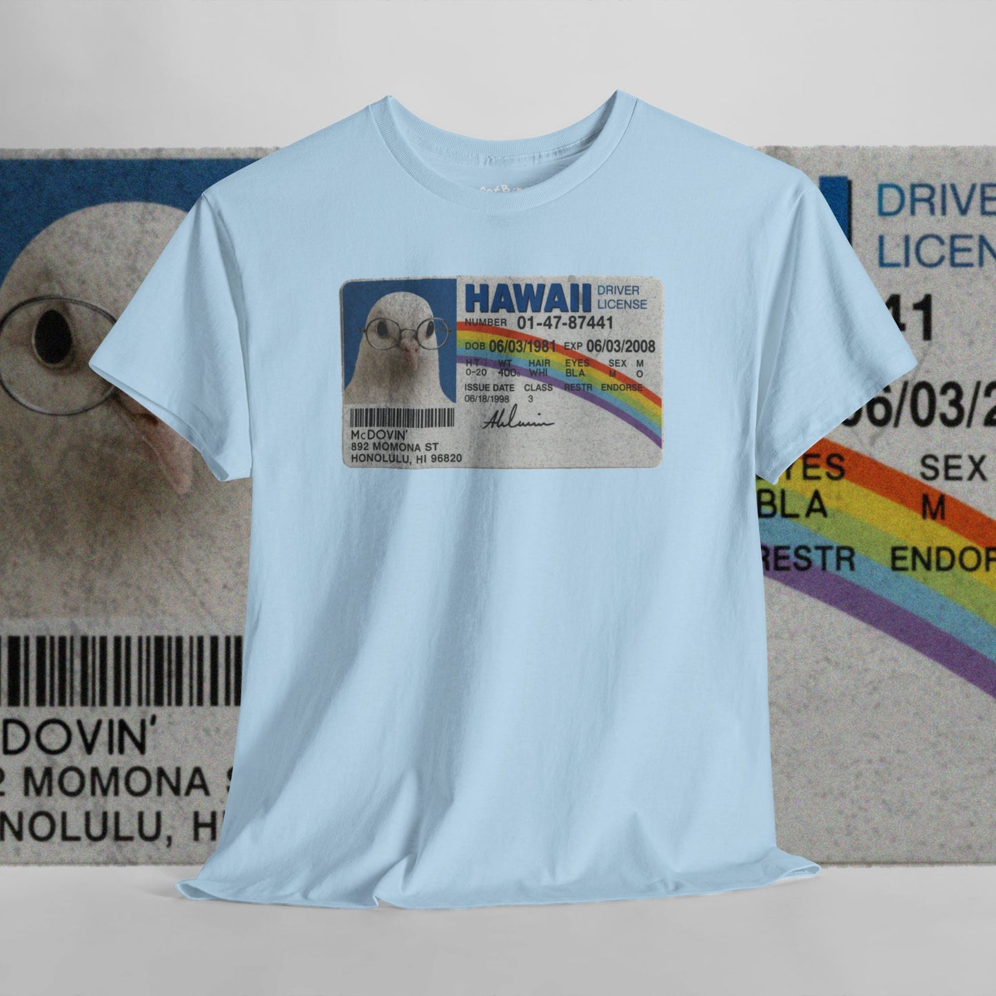 'super bird starring mcdovin' pigeon tshirt