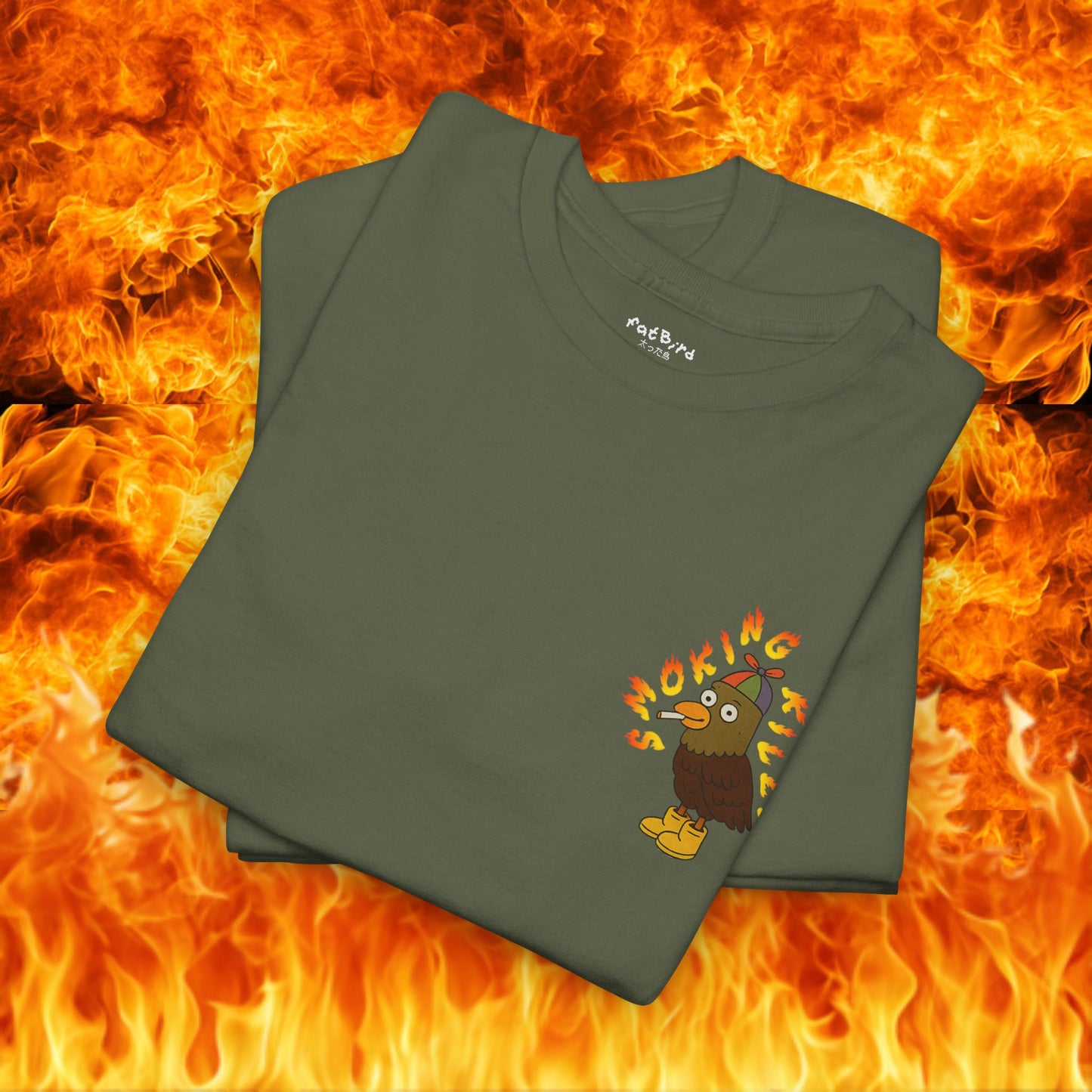 'smoking kills pigeon' unisex graphic tshirt [left]