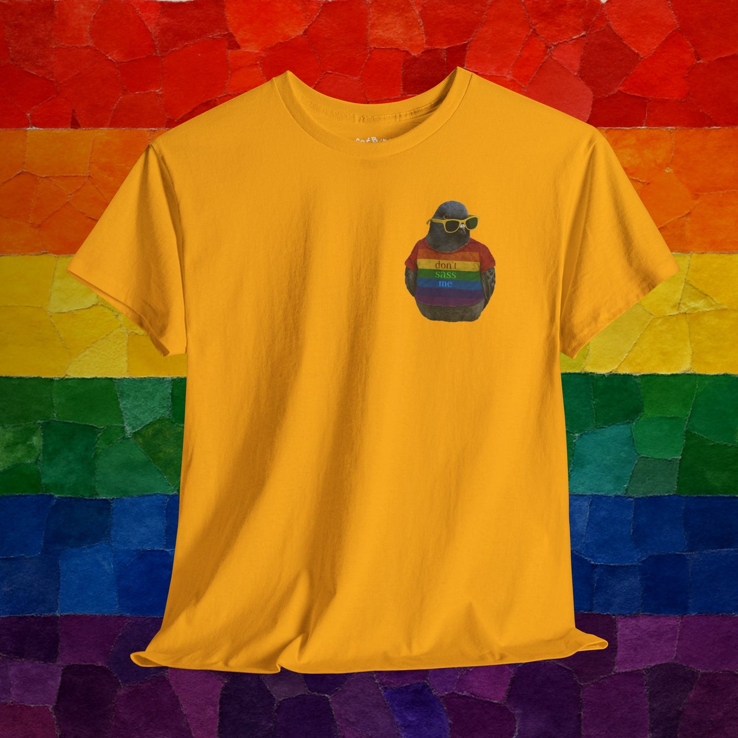 'don't sass me' LGBT pigeon tshirt [left]