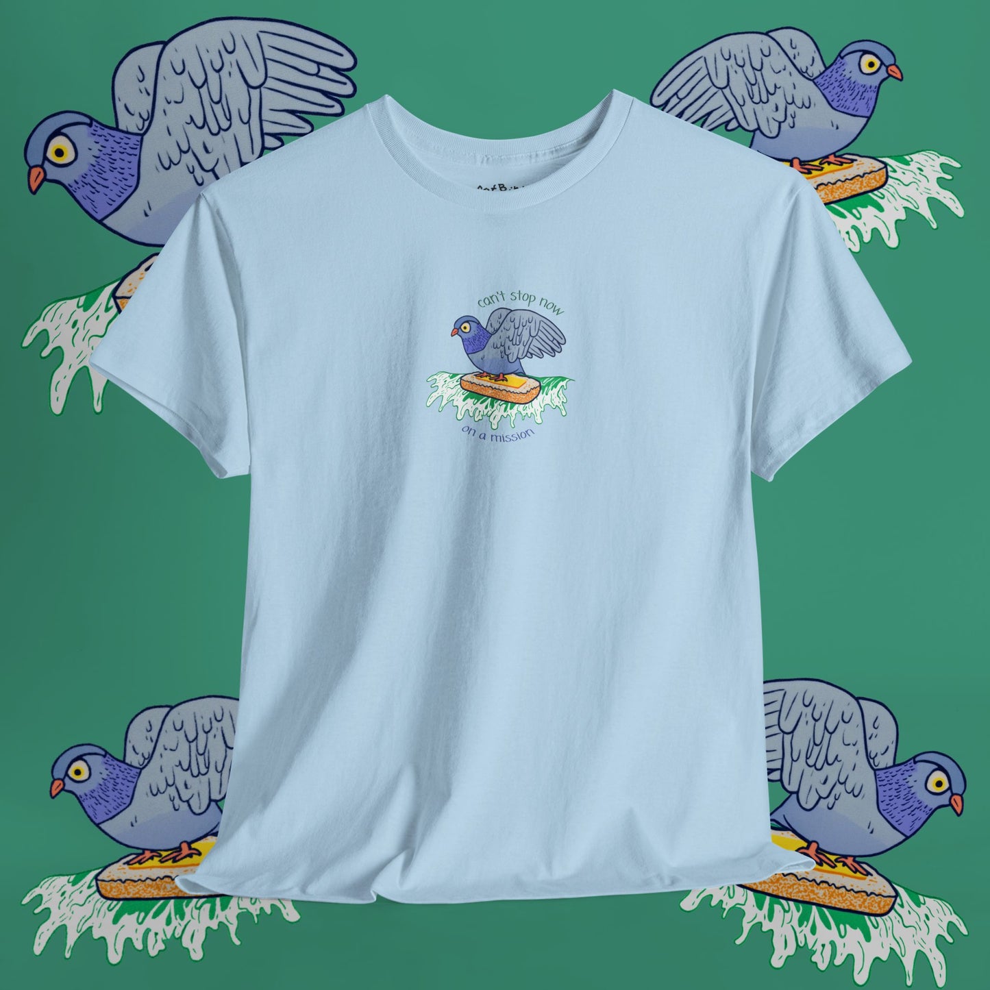 'pigeon on a mission' unisex graphic tshirt