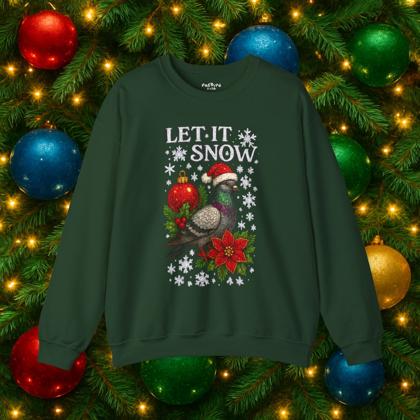 let it snow pigeon: unisex festive christmas sweatshirt / jumper
