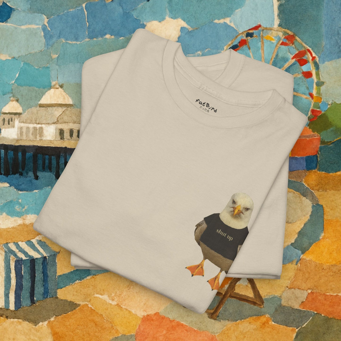 'shut up seagull' unisex graphic tshirt [left]