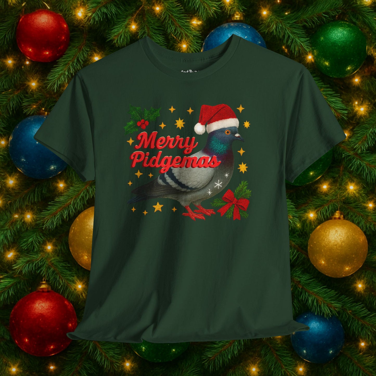 merry pidgemas v1: festive christmas pigeon tshirt