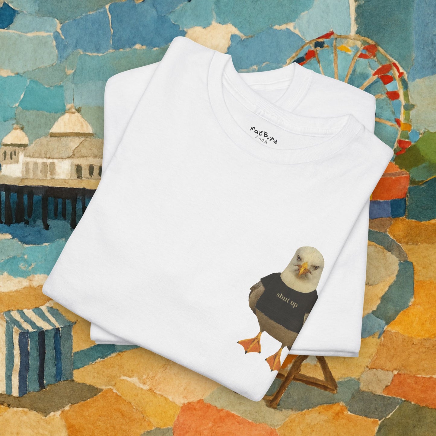 'shut up' seagull tshirt [left]