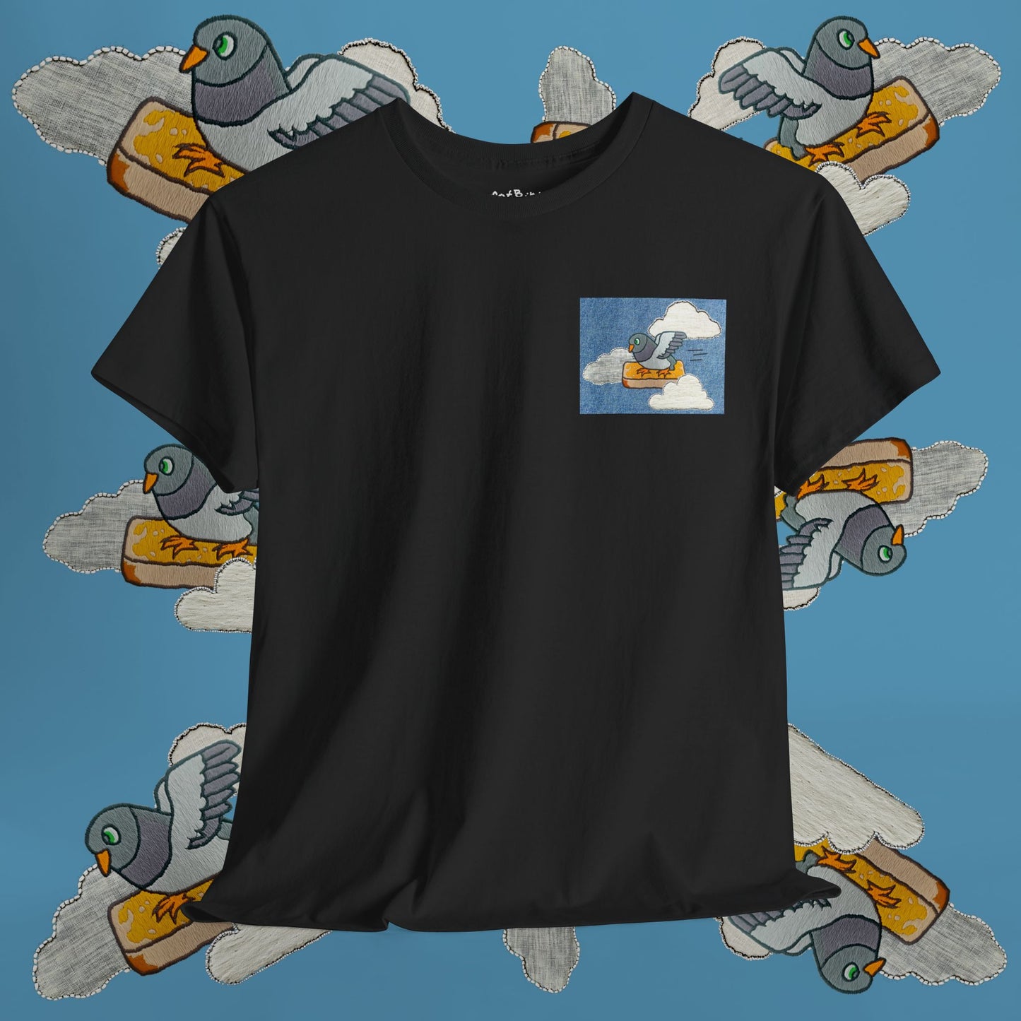 go fast pigeon unisex graphic tshirt [left]