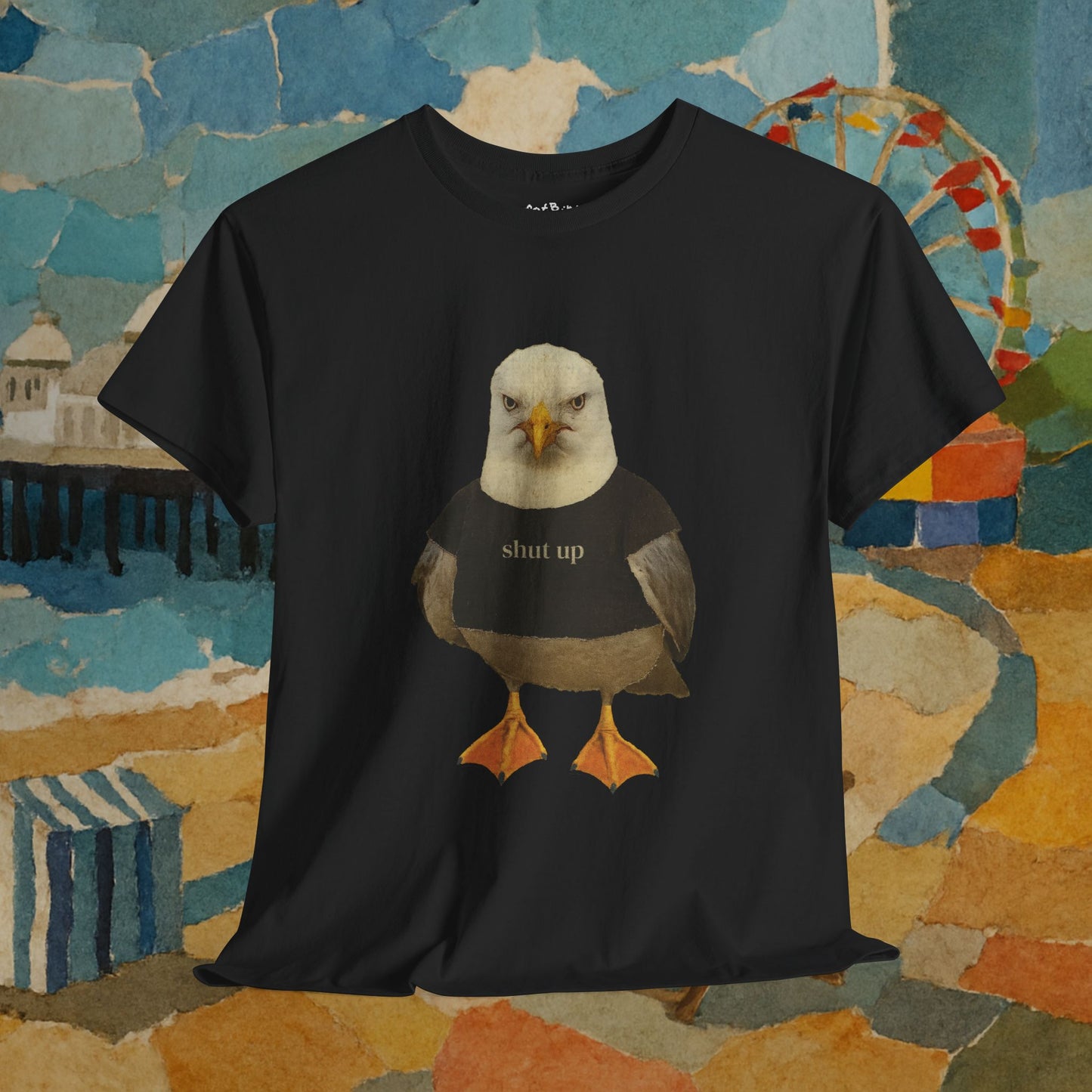 'shut up seagull' unisex graphic tshirt [left]