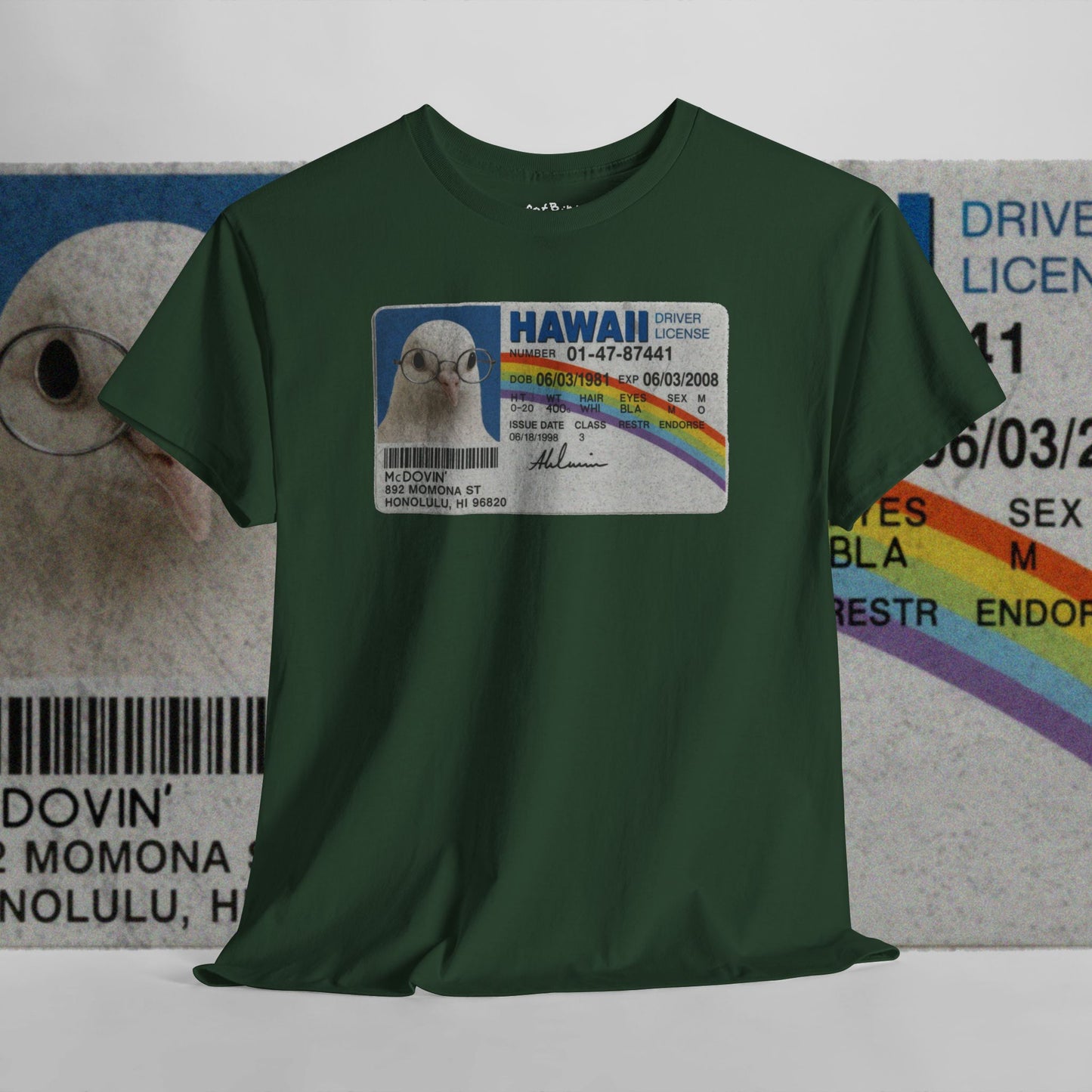 'super bird starring mcdovin' pigeon tshirt
