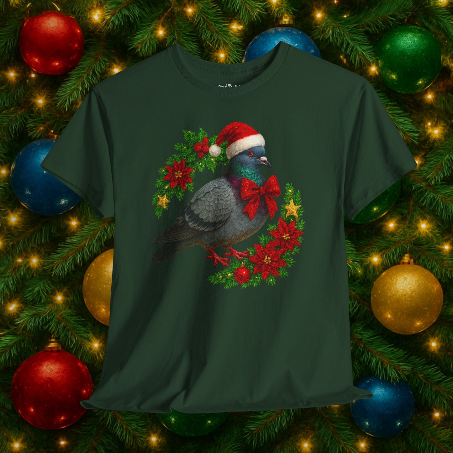 merry pidgemas v3: festive christmas pigeon tshirt