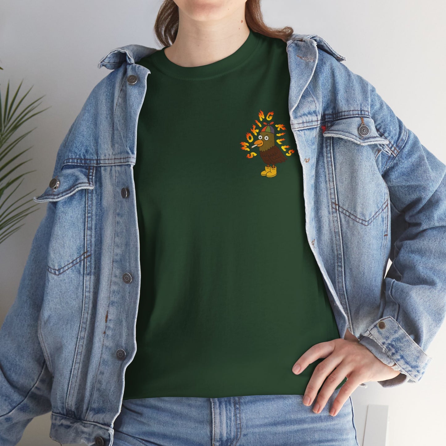 'smoking kills pigeon' unisex graphic tshirt [left]