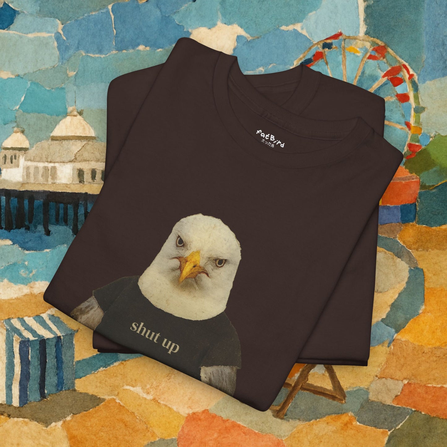 'shut up seagull' unisex graphic tshirt [left]