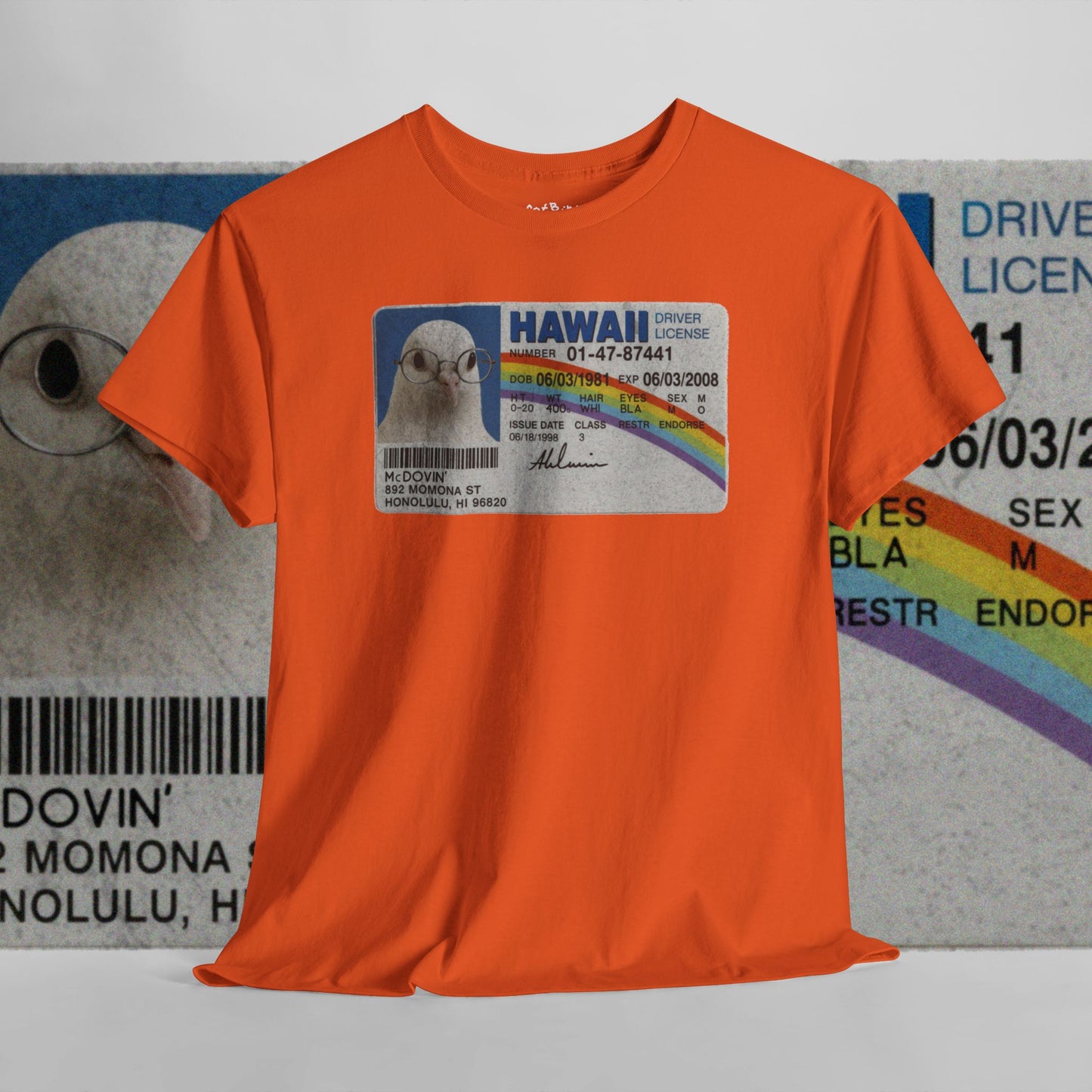 'super bird starring mcdovin' pigeon tshirt