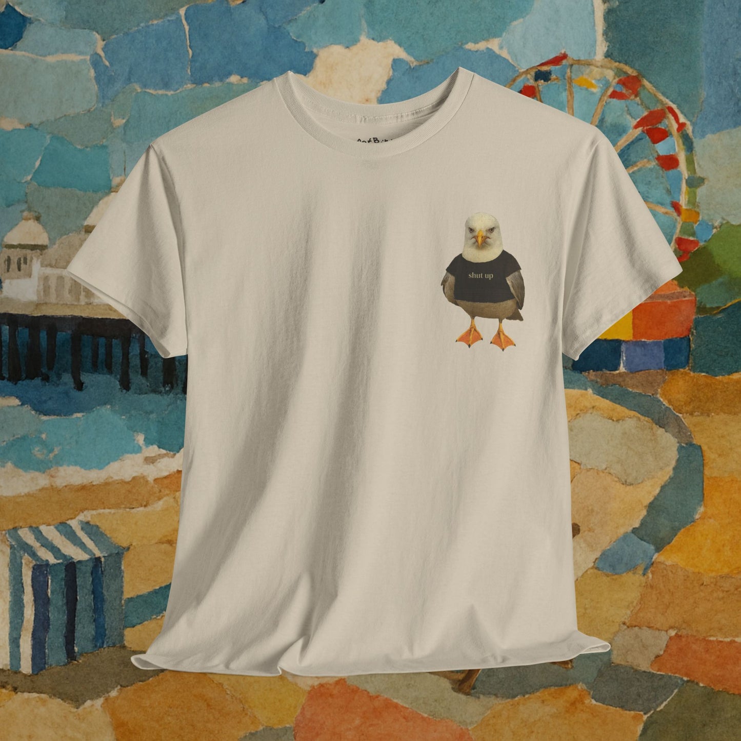 'shut up seagull' unisex graphic tshirt [left]