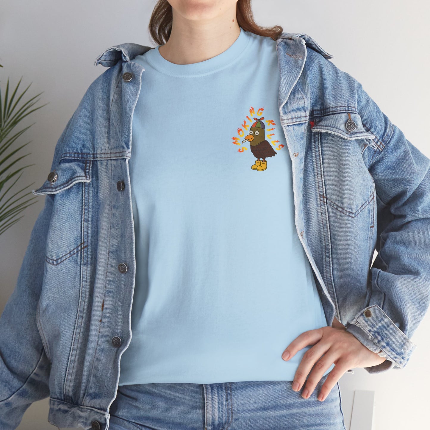 'smoking kills pigeon' unisex graphic tshirt [left]