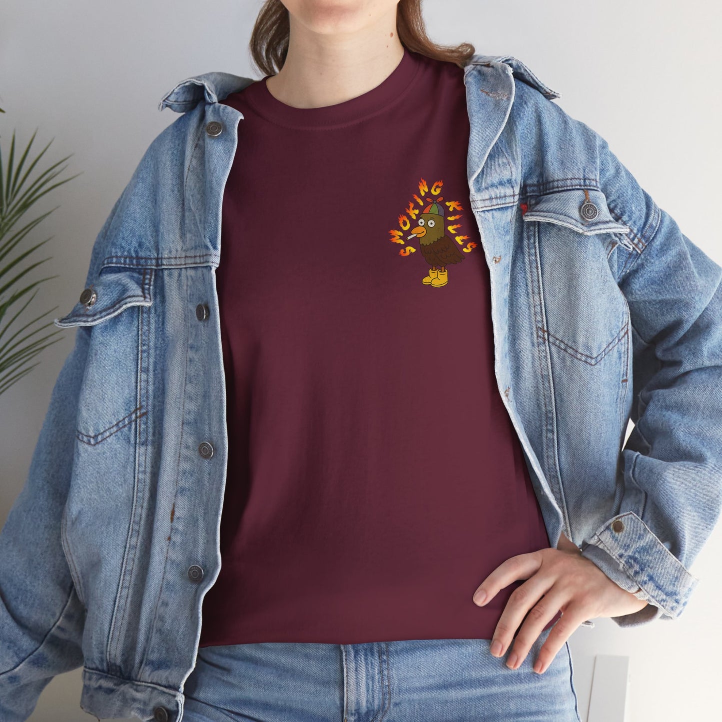 'smoking kills pigeon' unisex graphic tshirt [left]