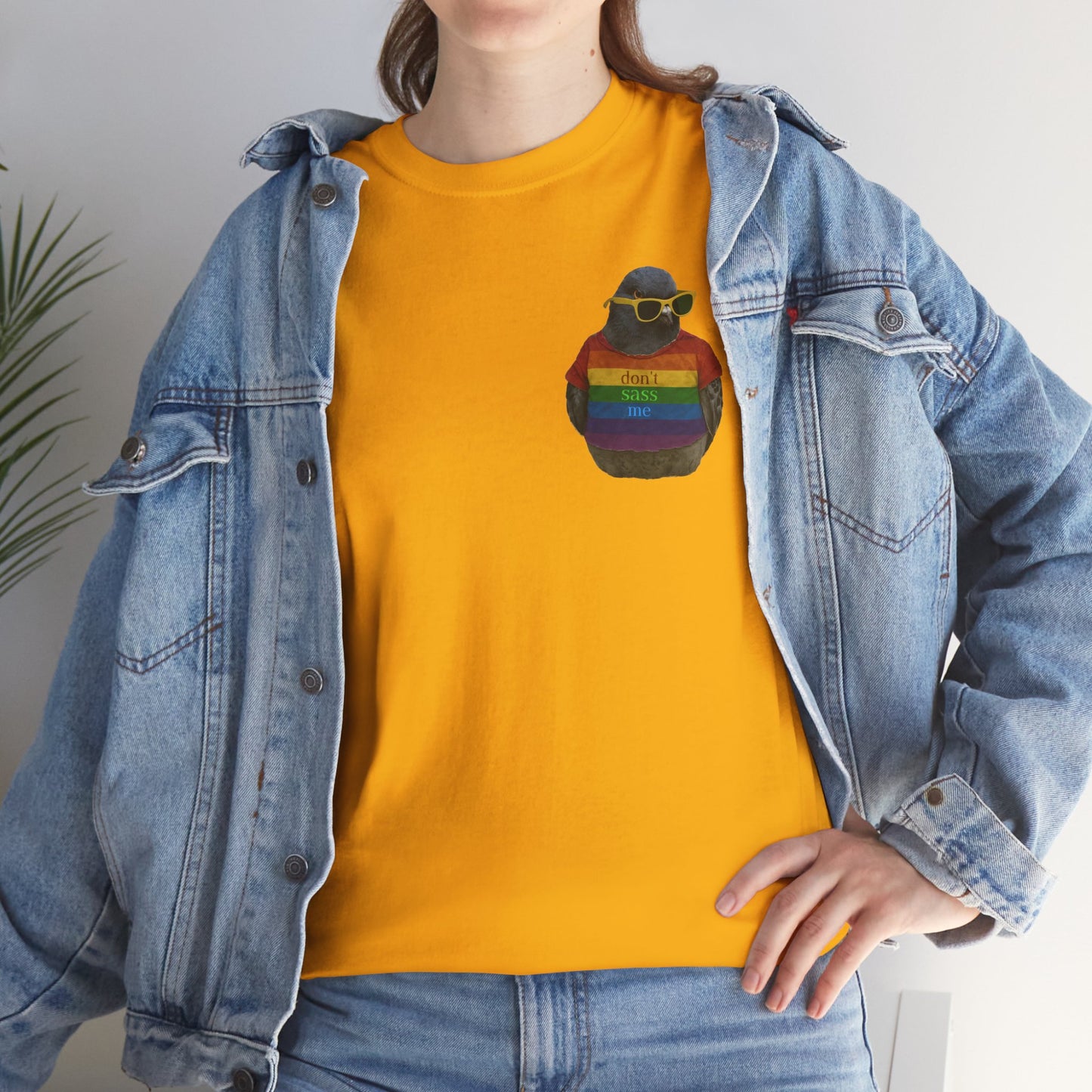 'don't sass me' LGBT pigeon tshirt [left]