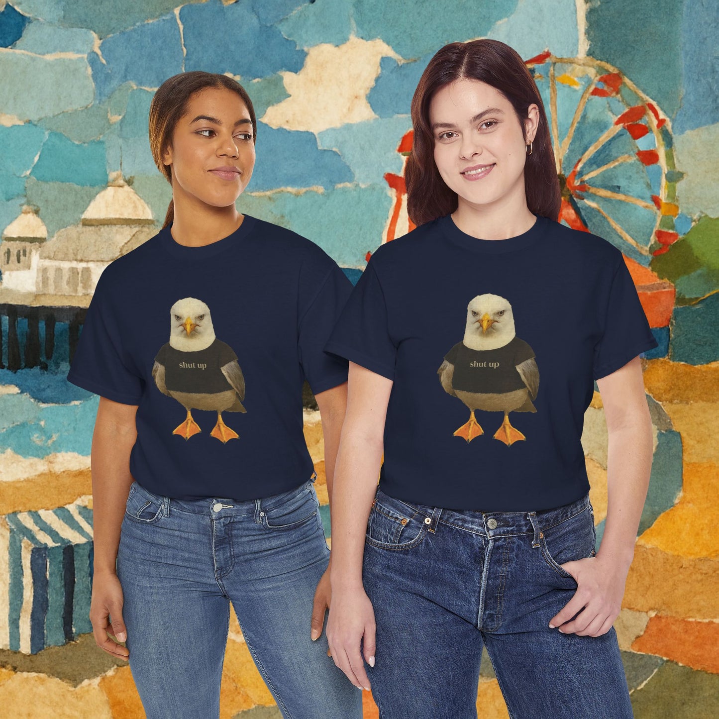 'shut up seagull' unisex graphic tshirt [left]